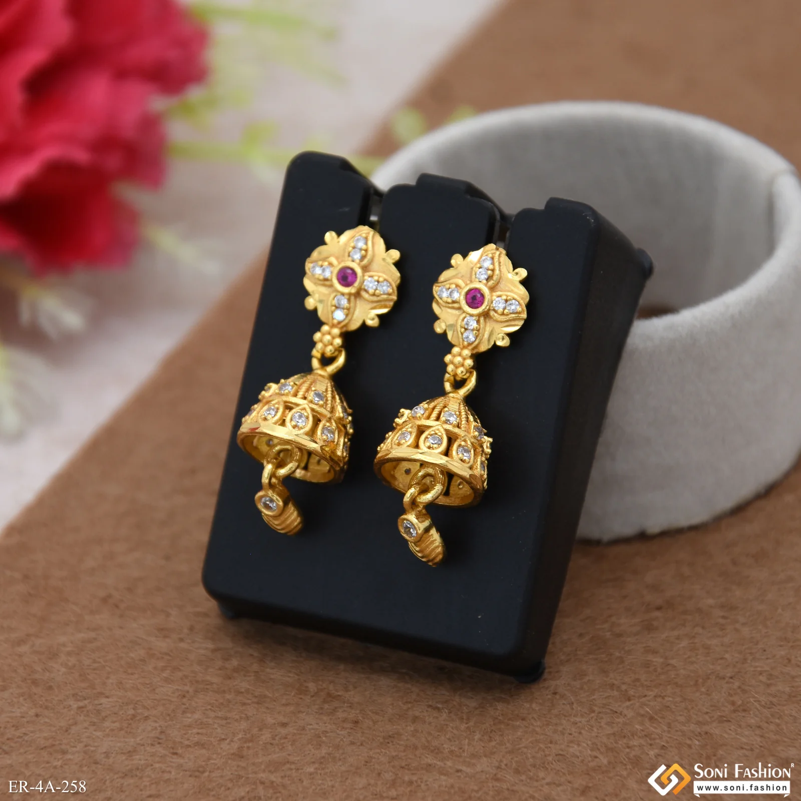 Classic Design Gold Plated Earrings for Ladies - Style A258 - Image 6