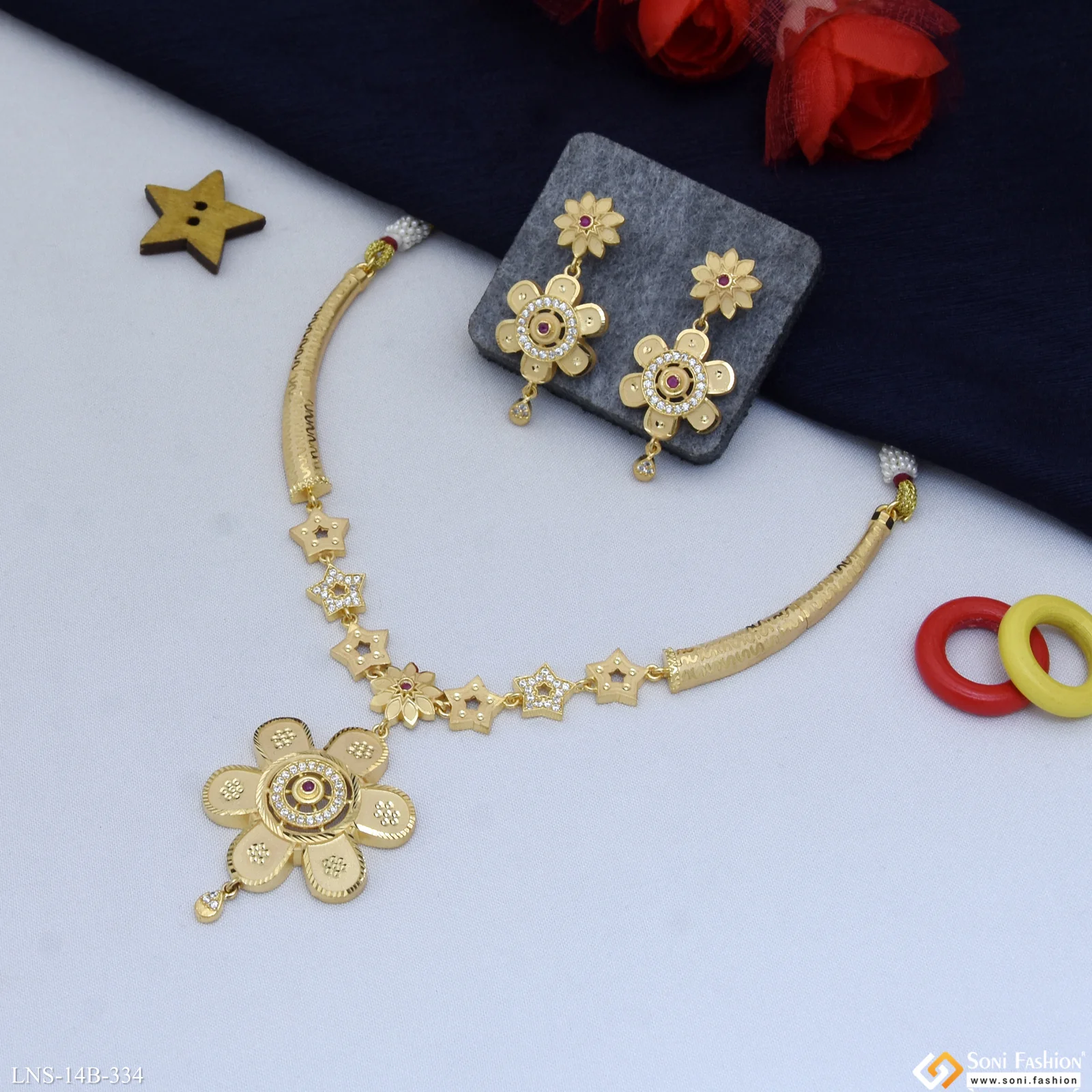 Classic Design Gold Plated Necklace Set for Women - Style B334 - Image 3