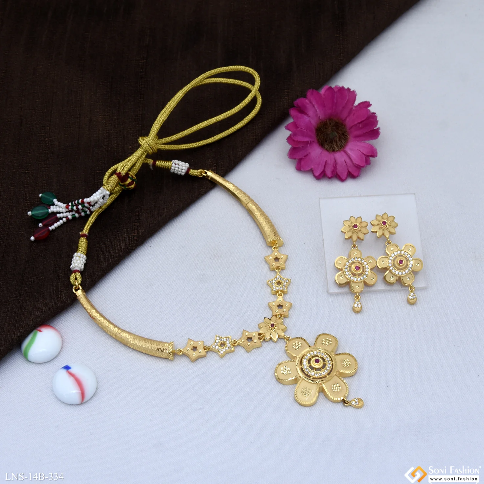 Classic Design Gold Plated Necklace Set for Women - Style B334 - Image 5