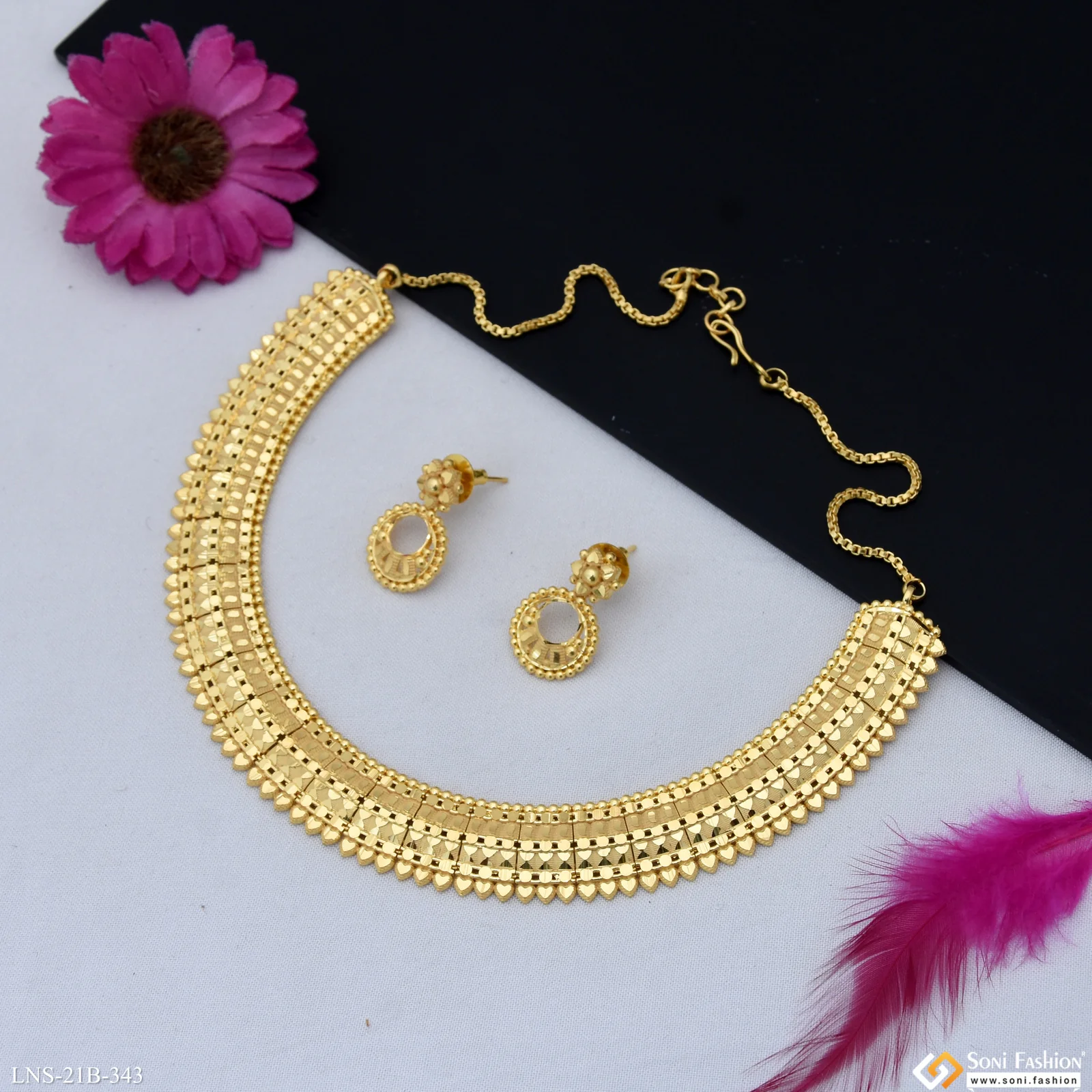 Classic Design Gold Plated Necklace Set for Women - Style B343 - Image 3