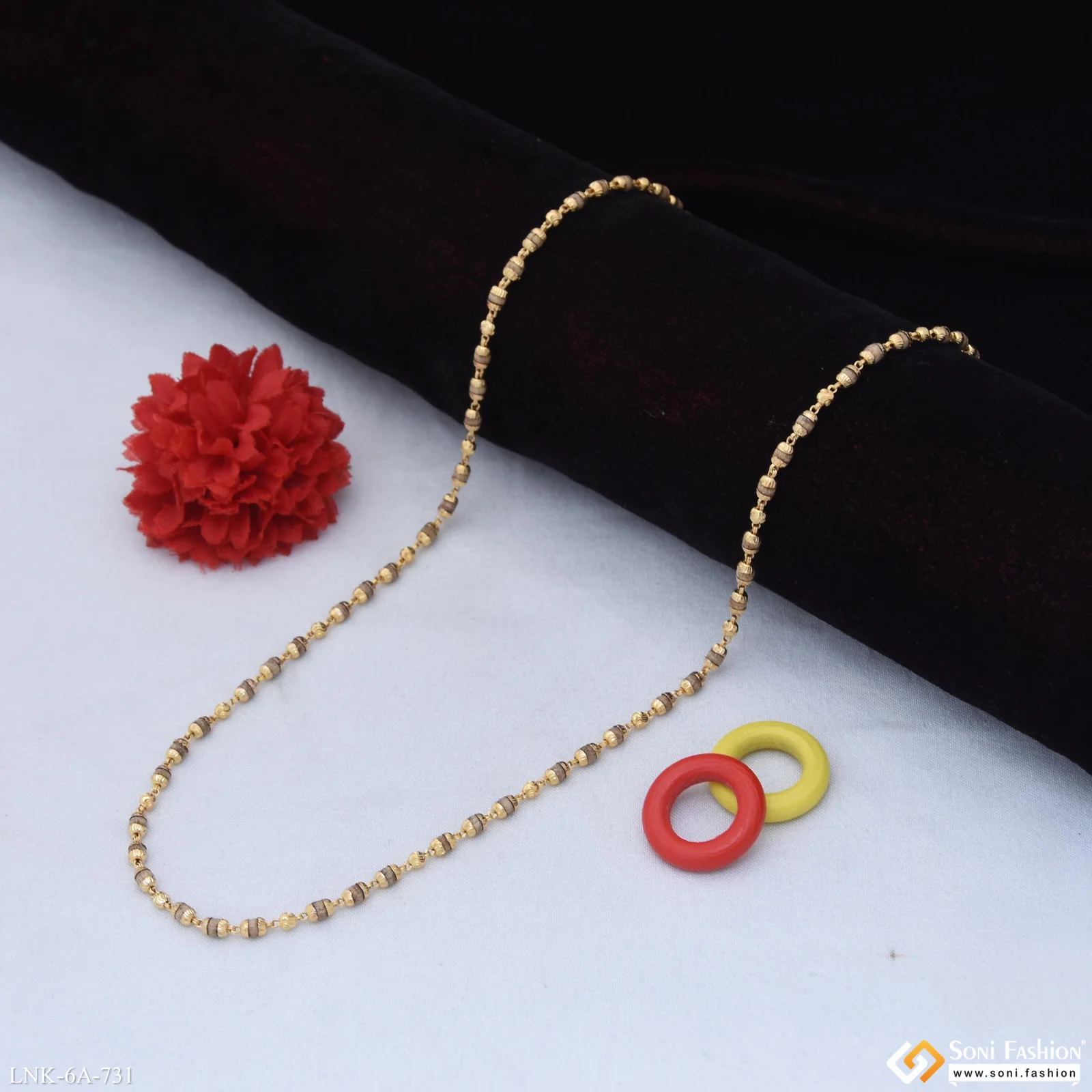 Classic Design Gold Plated Tulsi Mala for Women - Style A731 - Image 3