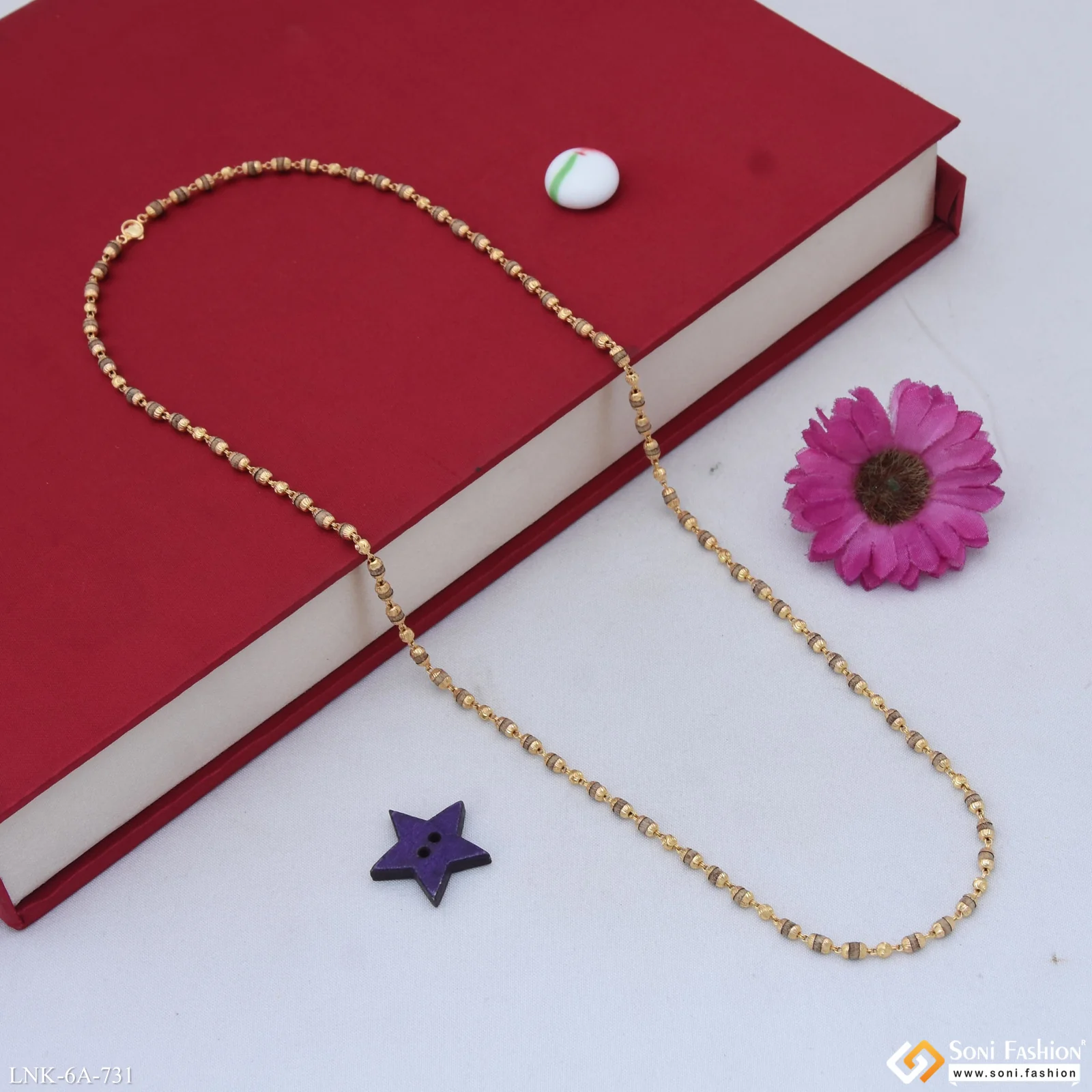 Classic Design Gold Plated Tulsi Mala for Women - Style A731 - Image 4