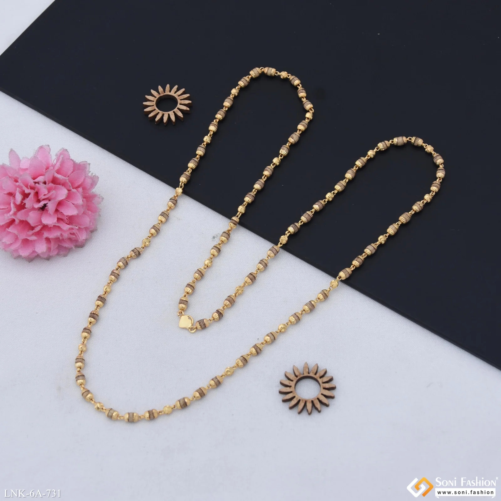 Classic Design Gold Plated Tulsi Mala for Women - Style A731 - Image 5