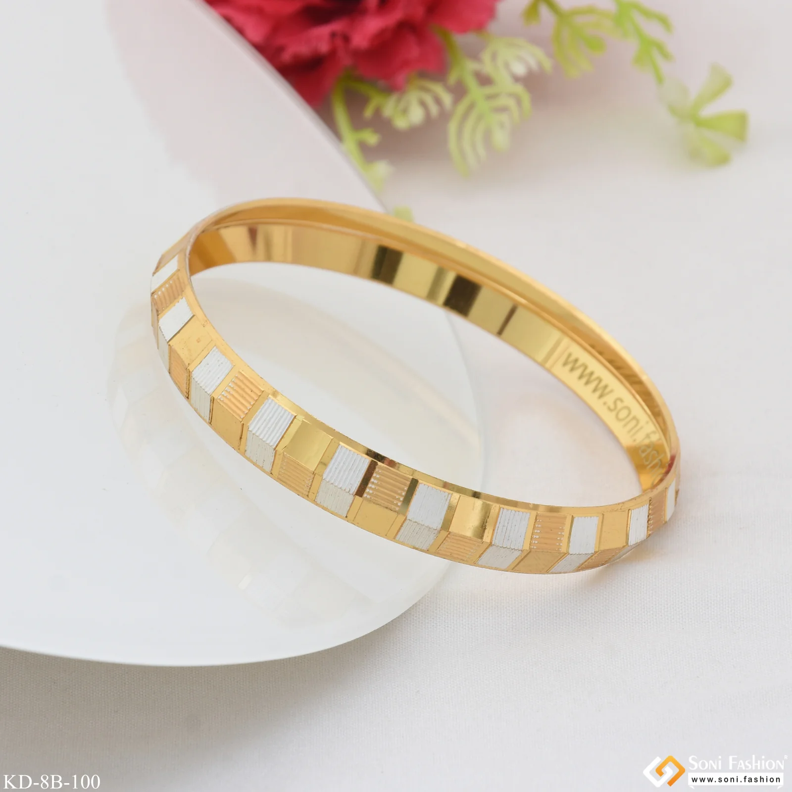 Classic Design Superior Quality Gold Plated Punjabi Kada for Men - Style B100 - Image 4