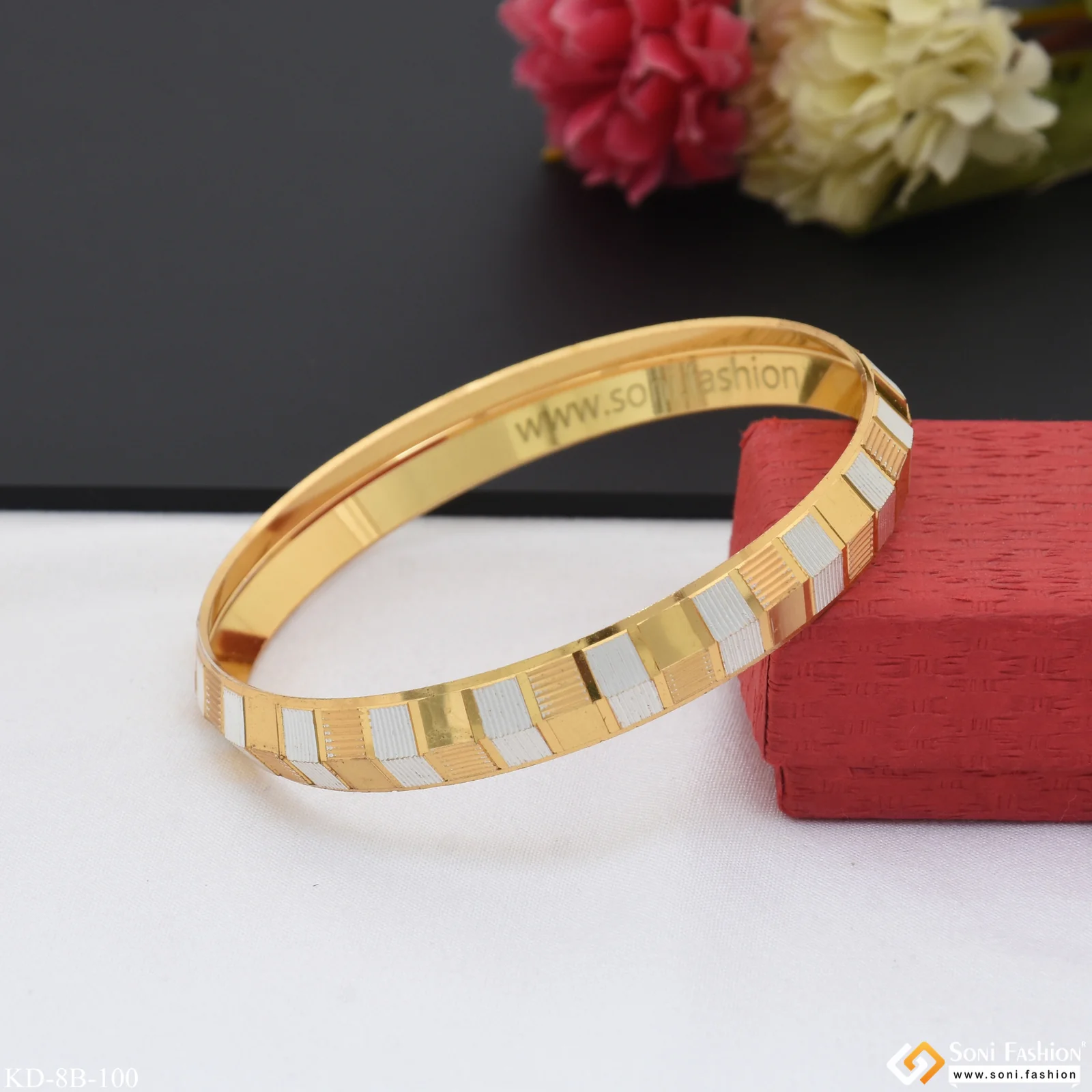 Classic Design Superior Quality Gold Plated Punjabi Kada for Men - Style B100 - Image 5
