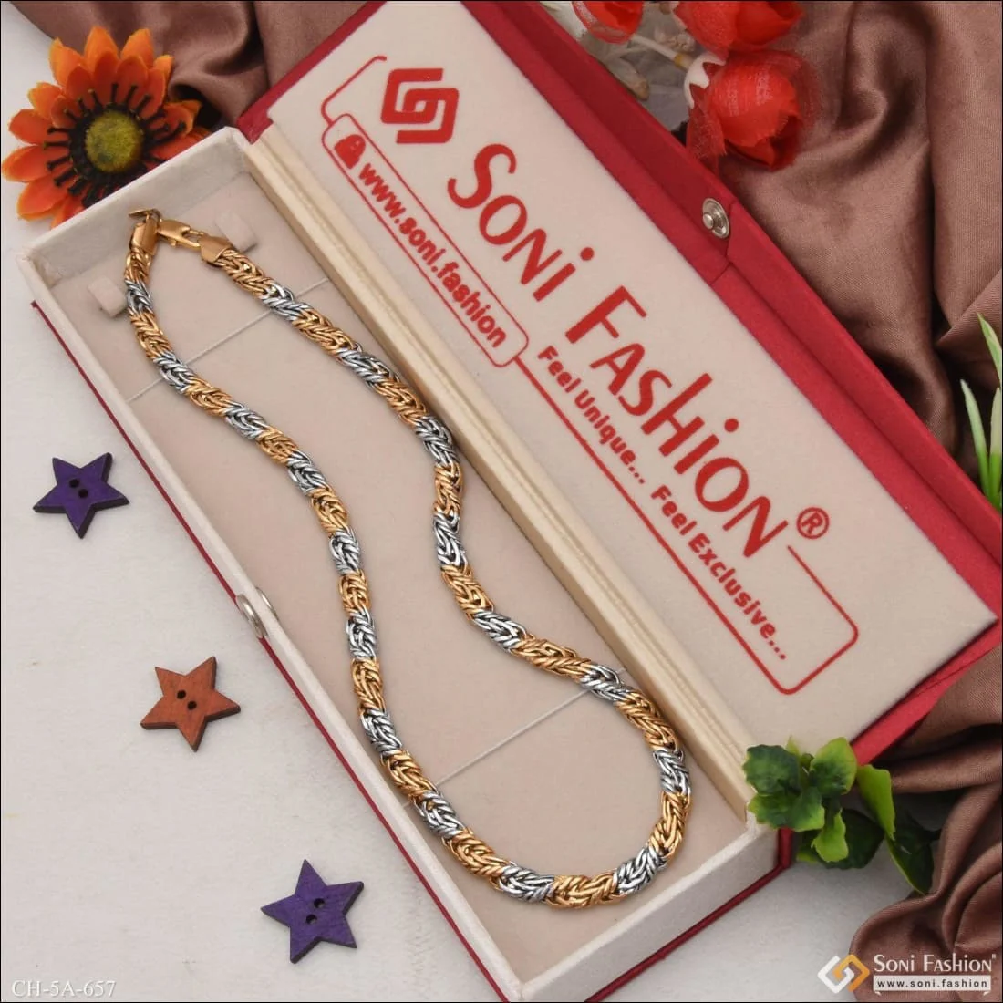 Classy Spring Ring Into Ring Delicate Design Multistrand Quality Gold Plated Chain - Style A657 - Image 4