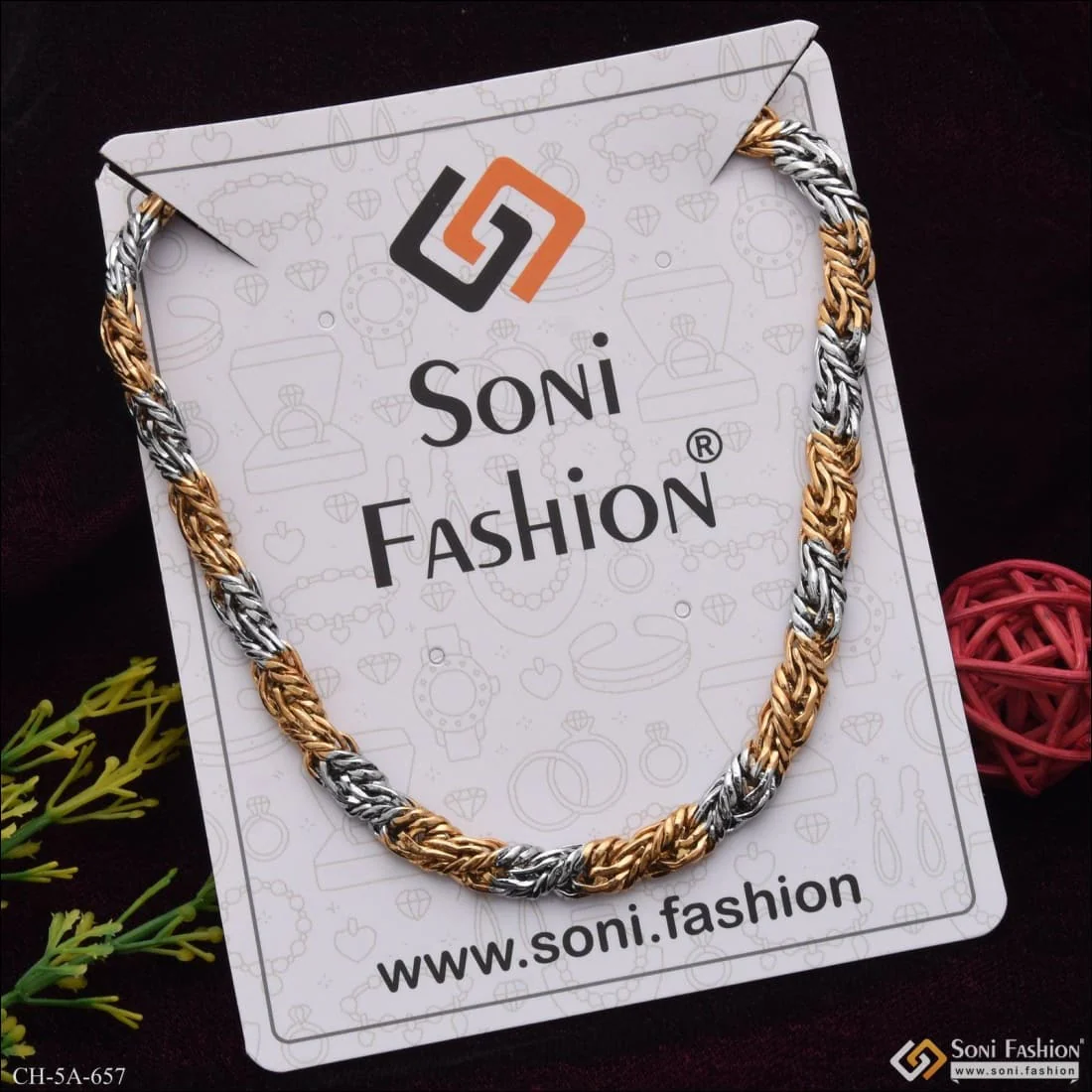 Classy Spring Ring Into Ring Delicate Design Multistrand Quality Gold Plated Chain - Style A657 - Image 6