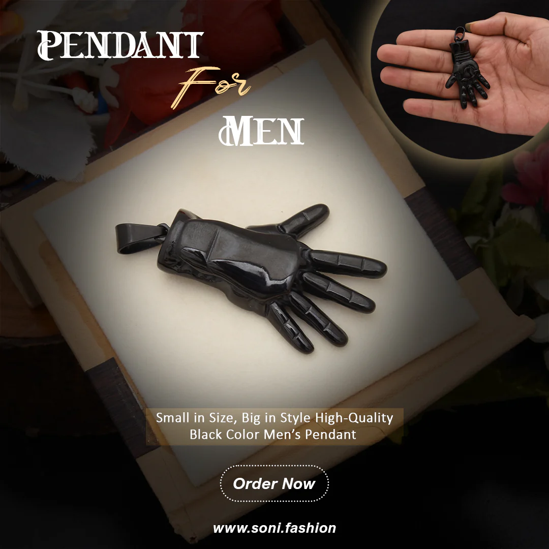 Clwas Of Hand Fancy Design High-Quality Black Color Pendant for Men - Style B041