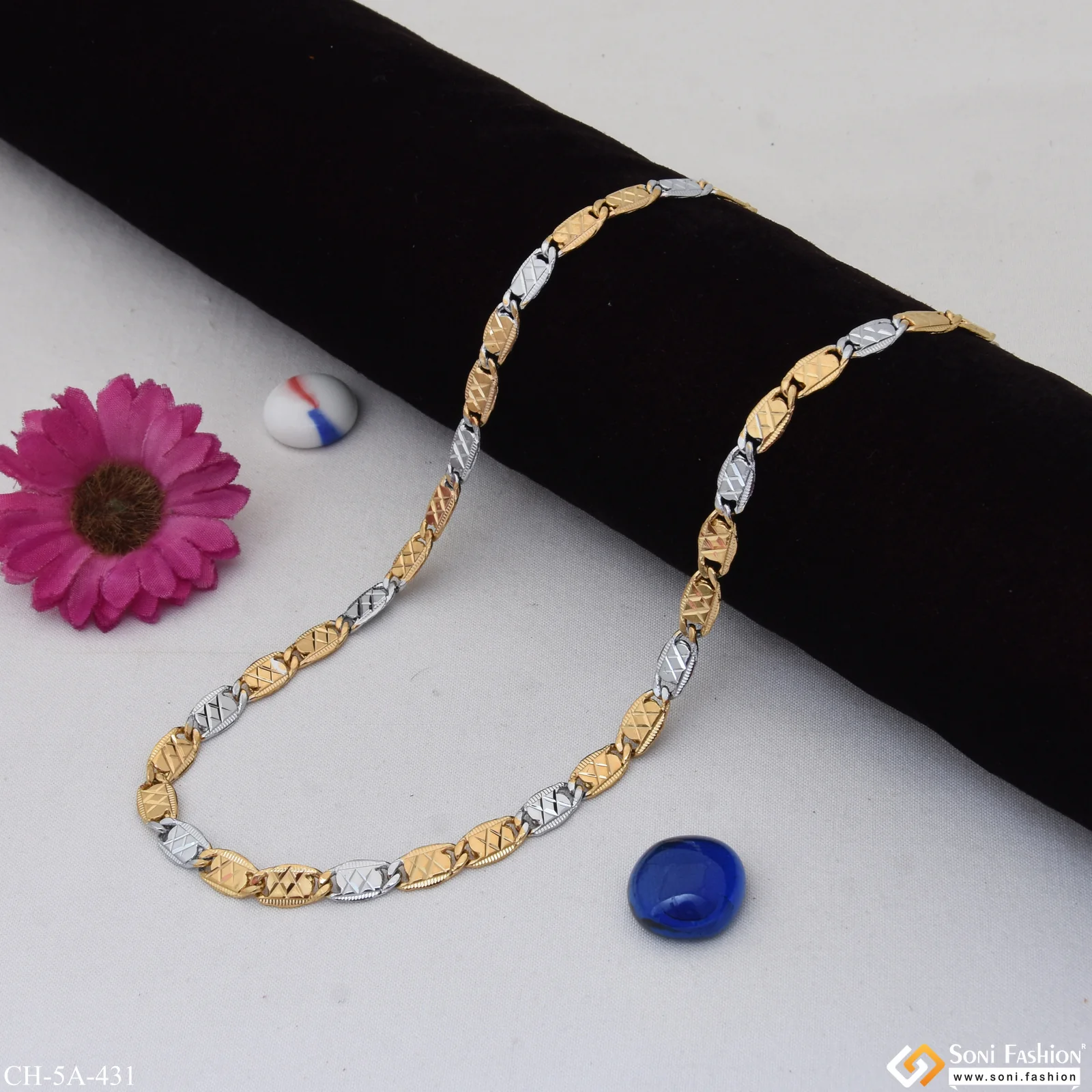 CNC - Finish Best Quality Golden & Silver Color Chain for Men - Style A431 - Image 4