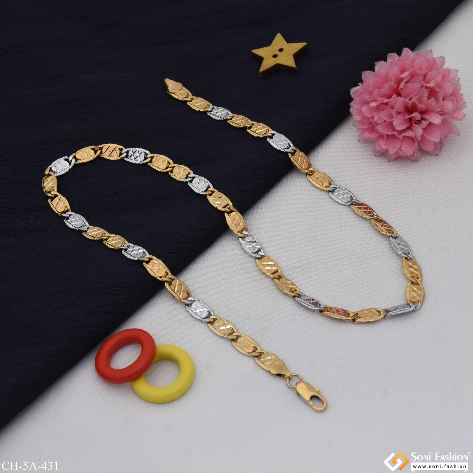 CNC - Finish Best Quality Golden & Silver Color Chain for Men - Style A431 - Image 5