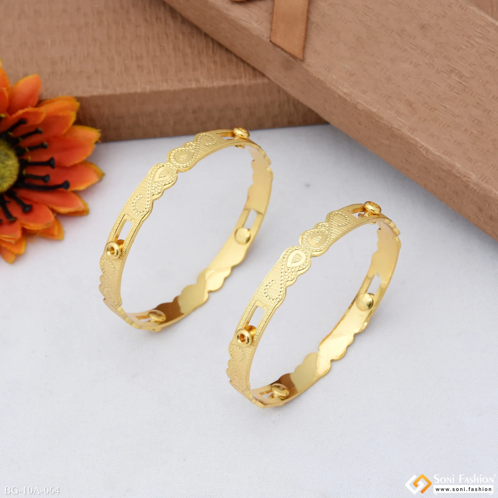 Cool Design Gold Plated Bangles for Women - Style A064 - Image 2
