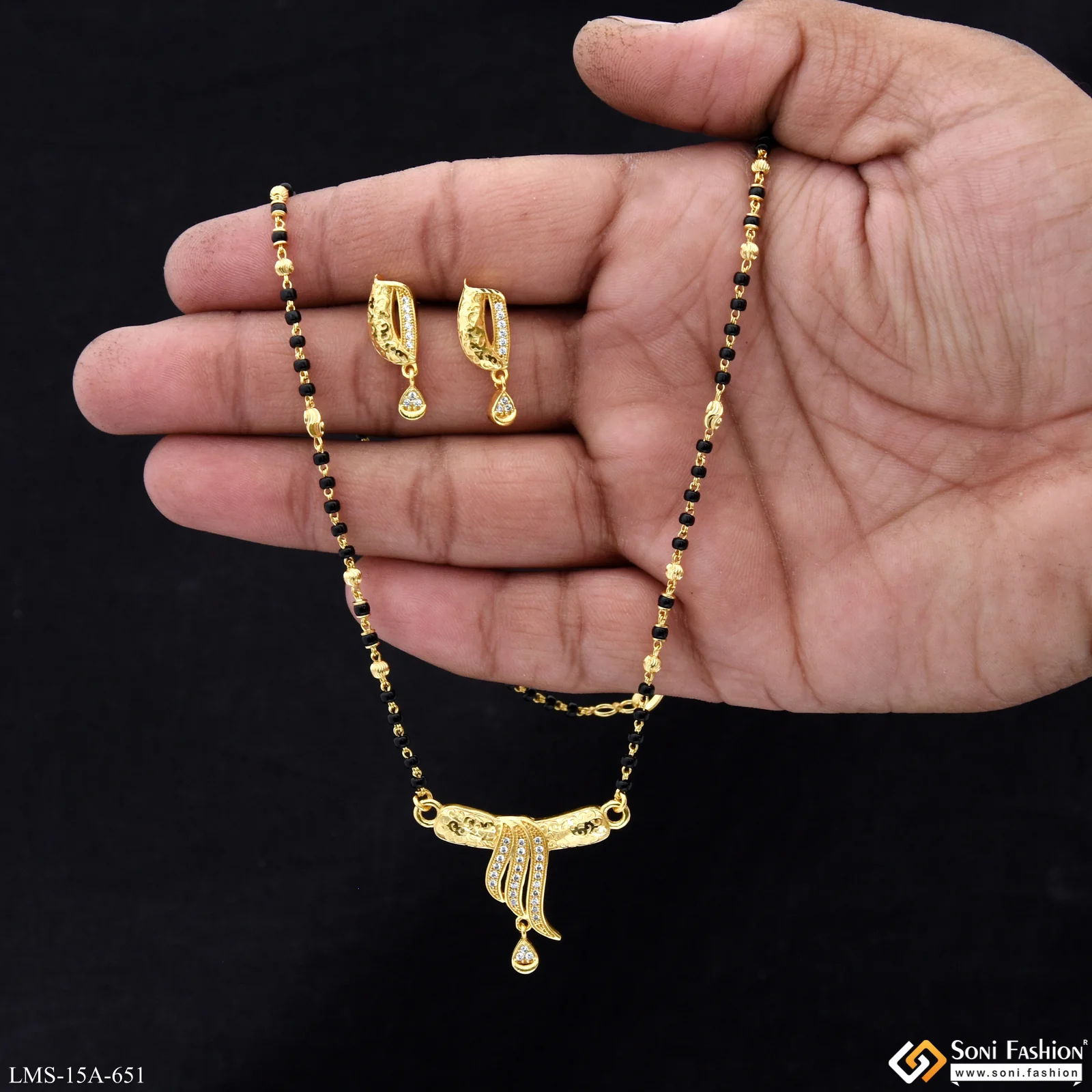 Cool Design Gold Plated Mangalsutra Set for Women - Style A651 - Image 2