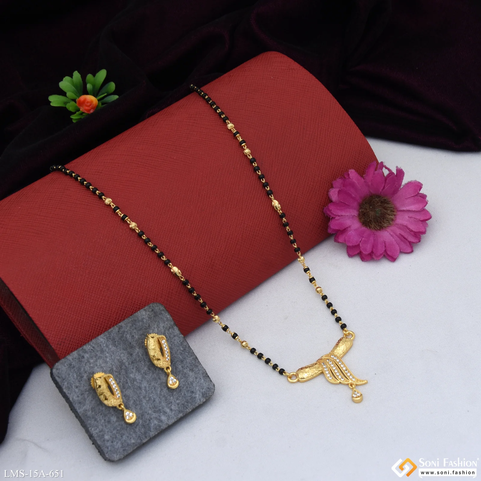 Cool Design Gold Plated Mangalsutra Set for Women - Style A651 - Image 3