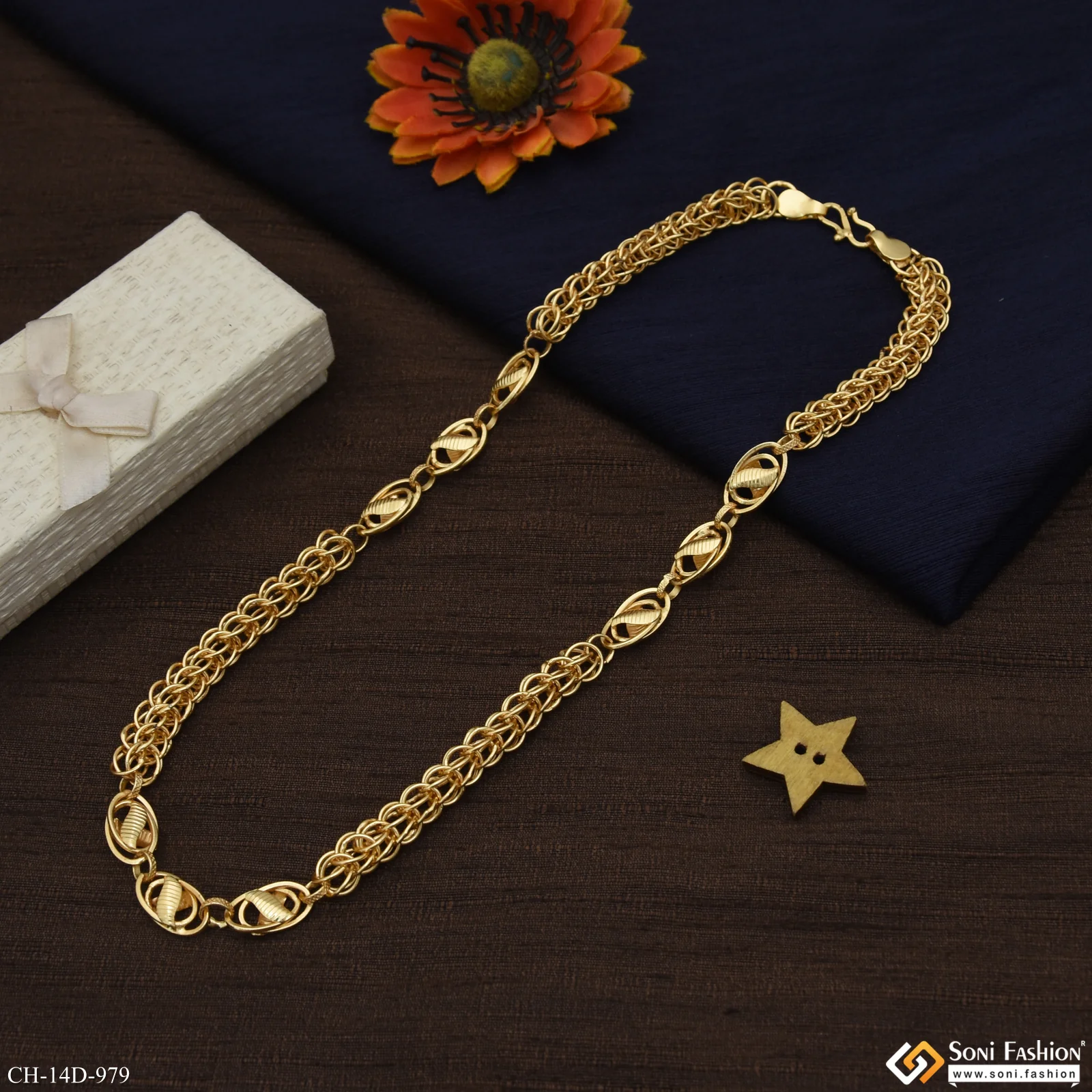Cool Design Superior Quality Gold Plated Rajwadi Chain for Men - Style D979 - Image 6