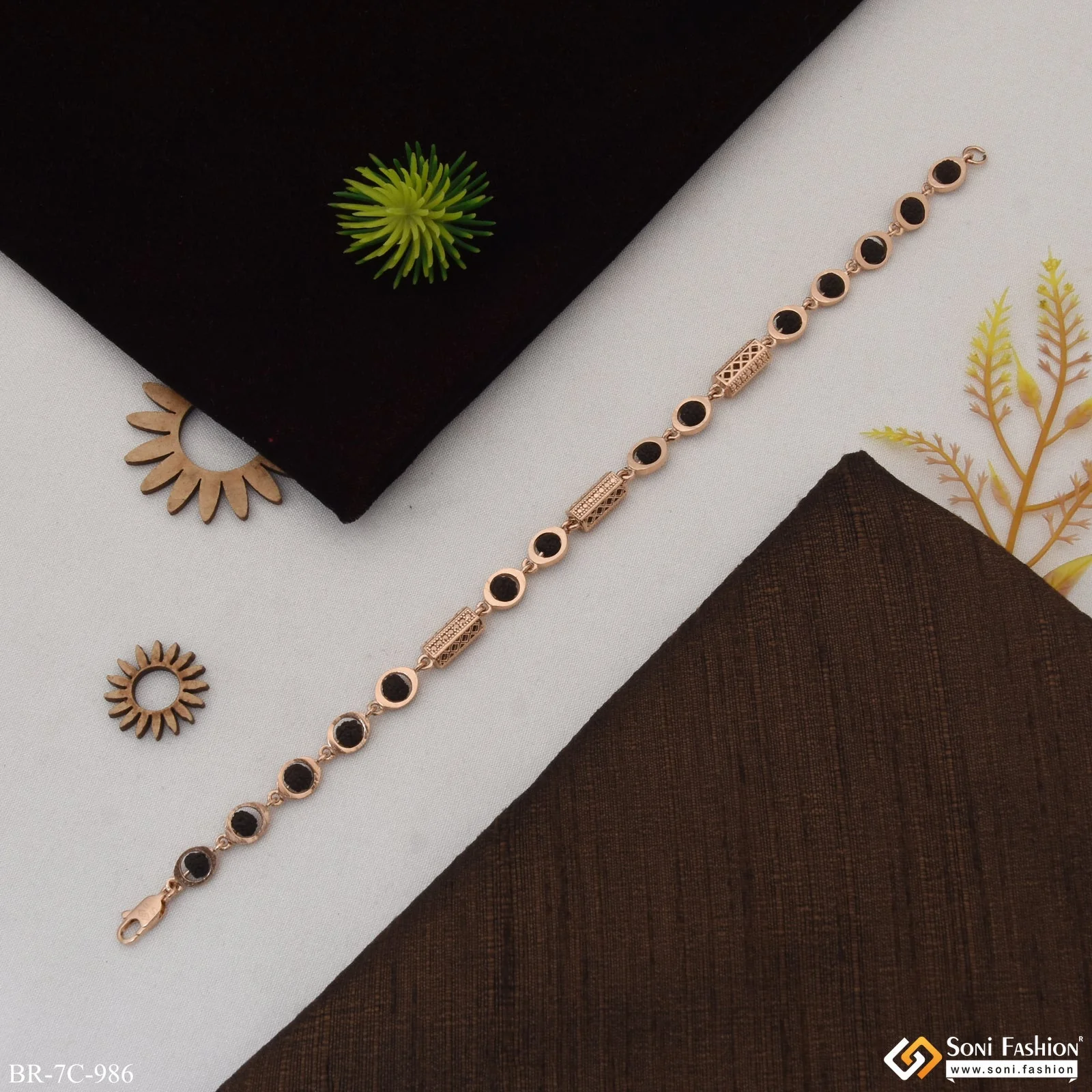 Cool Design Superior Quality Rose Gold Rudraksha Bracelet for Men - Style C986 - Image 5