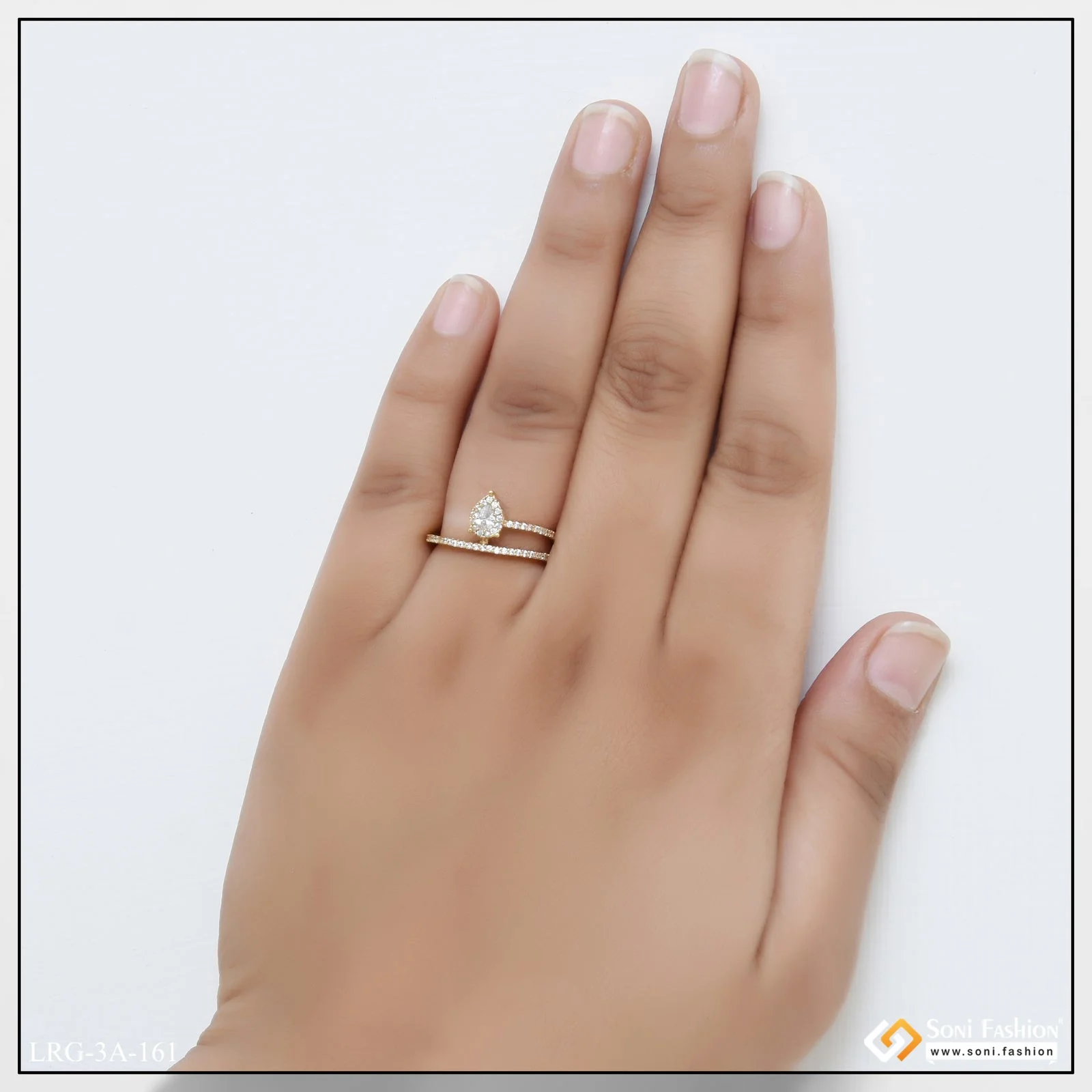 Cool Design with Diamond New Style Gold Plated Ring for Lady - Style LRG-161 - Image 2