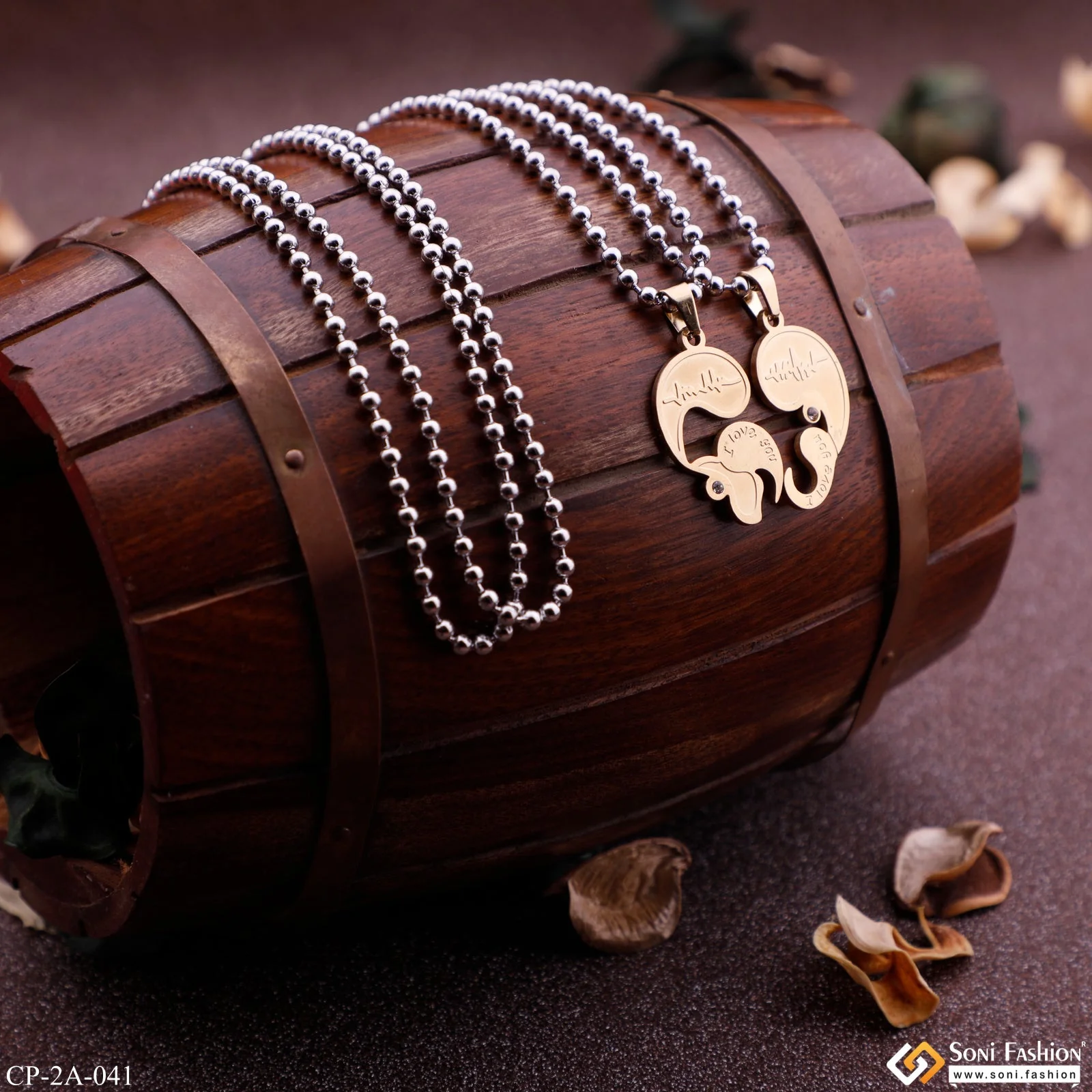 Couple Chain Pendant Set - Stainless Steel - Valentine Day - Friendship Day - Style A041 - Image 3