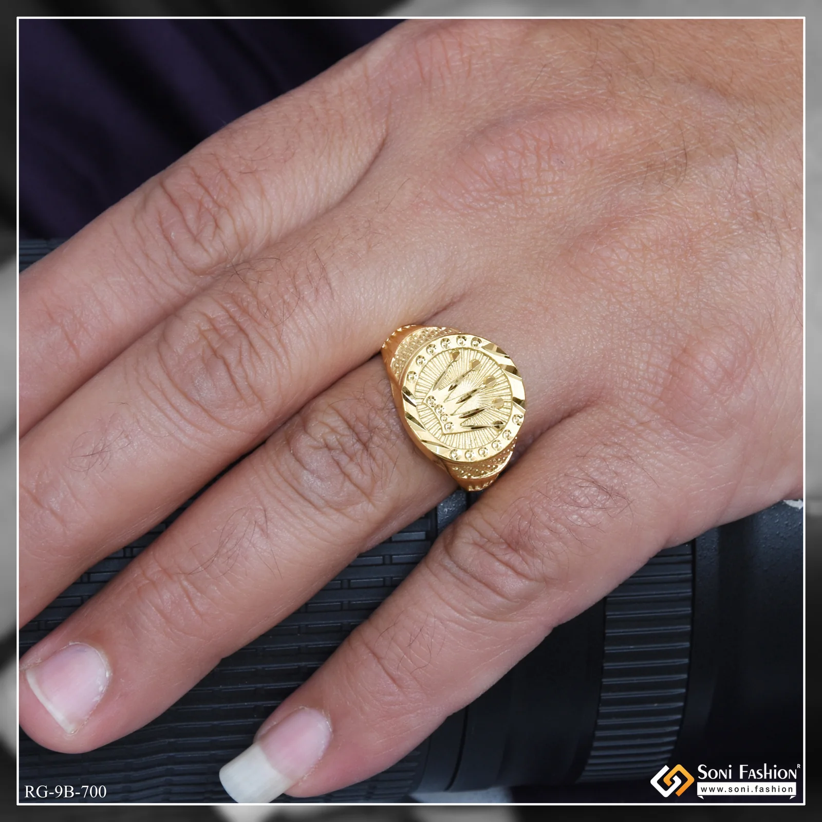 Crown Prominent Design Gold Plated Ring for Men - Style B700 - Image 2
