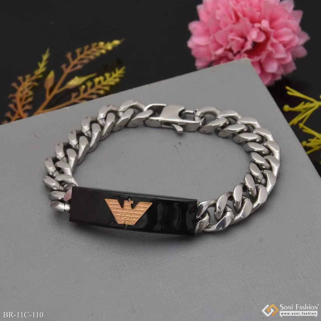 Cute Design Best Quality Golden Black & Silver Color Bracelet for Men - Style C110 - Image 3