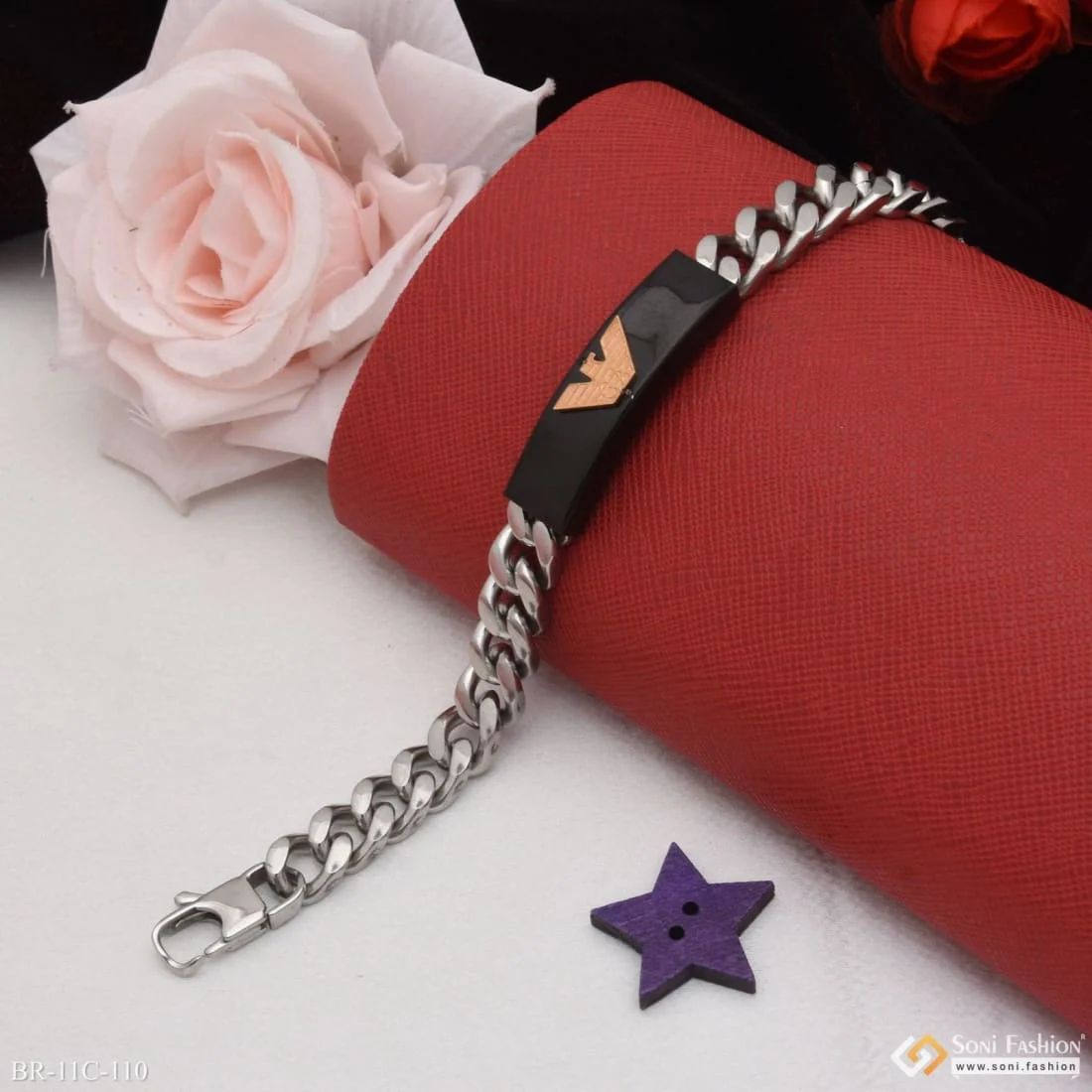 Cute Design Best Quality Golden Black & Silver Color Bracelet for Men - Style C110 - Image 4