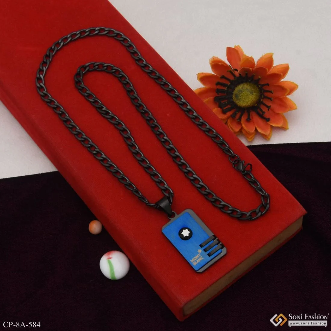 Dainty Design Best Quality Black Color Chain Pendant Combo for Men - Style A584 - Image 3