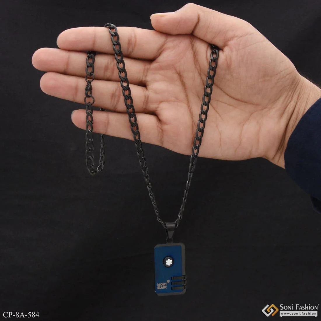 Dainty Design Best Quality Black Color Chain Pendant Combo for Men - Style A584 - Image 5