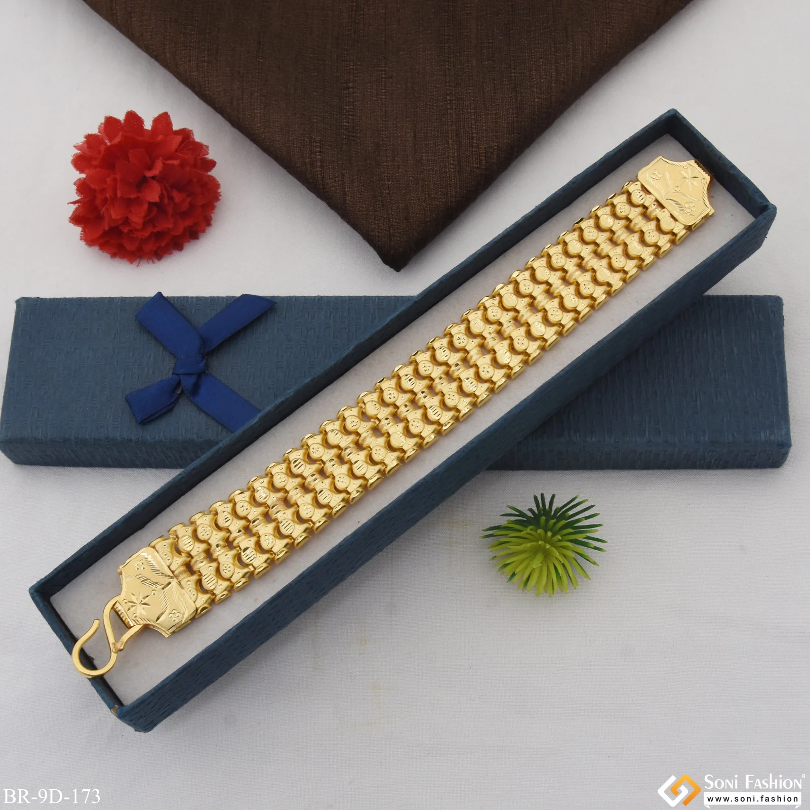 Dainty Design Best Quality Gold Plated Bahubali Bracelet for Men - Style D173 - Image 5