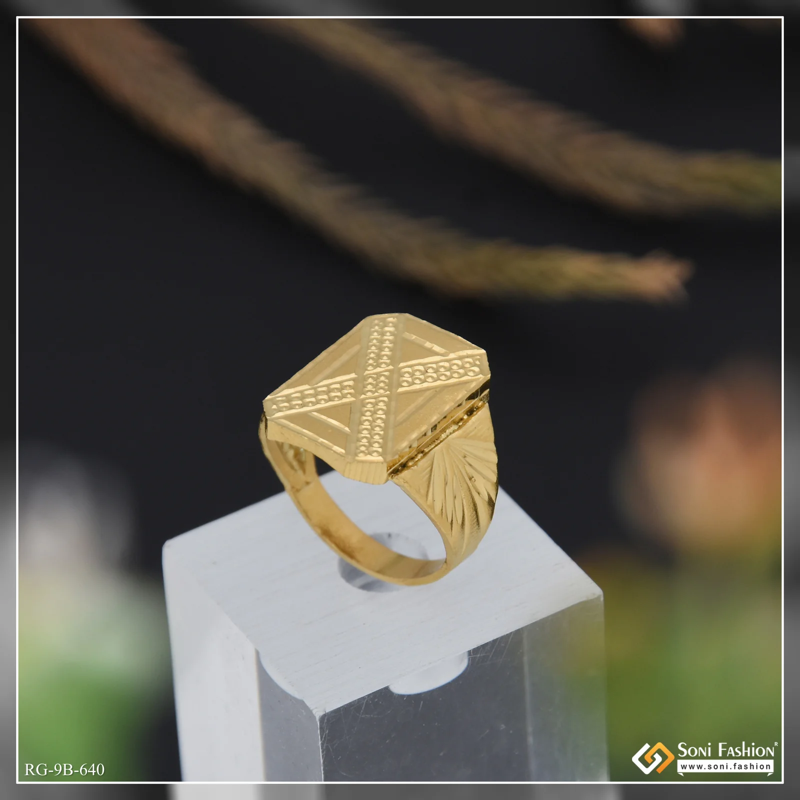 Dainty Design Best Quality Gold Plated Ring for Men - Style B640 - Image 2