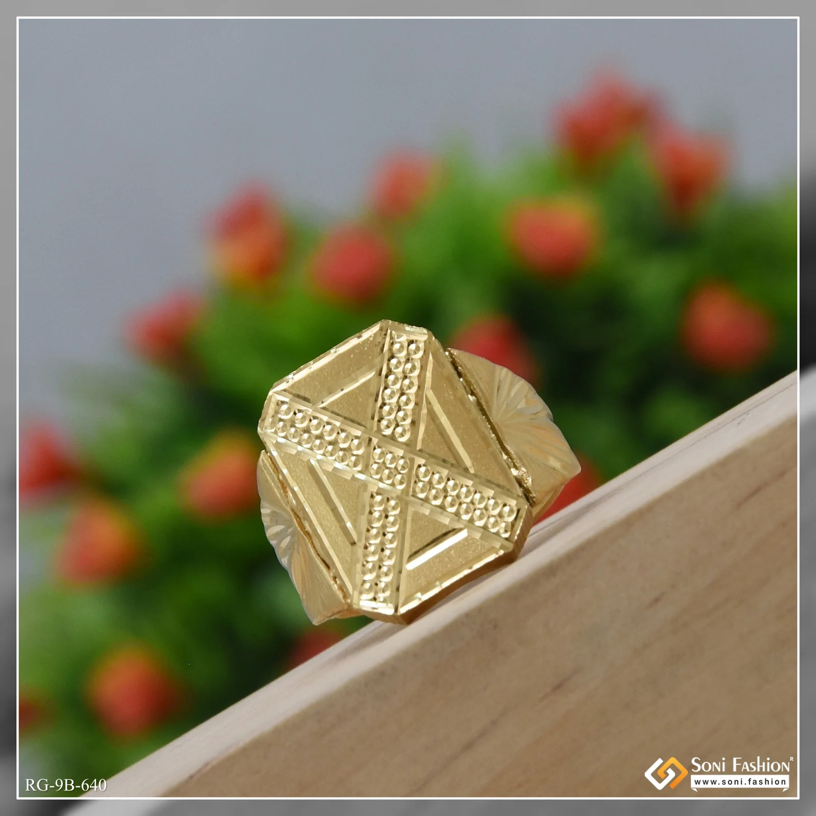 Dainty Design Best Quality Gold Plated Ring for Men - Style B640 - Image 6