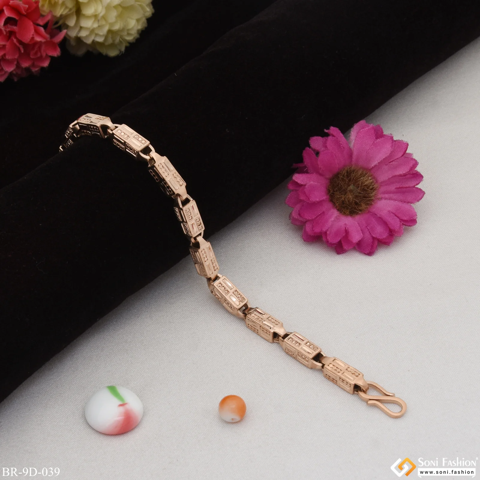 Dainty Design Gorgeous Design Rose Gold Color Bracelet for Men - Style D039 - Image 3