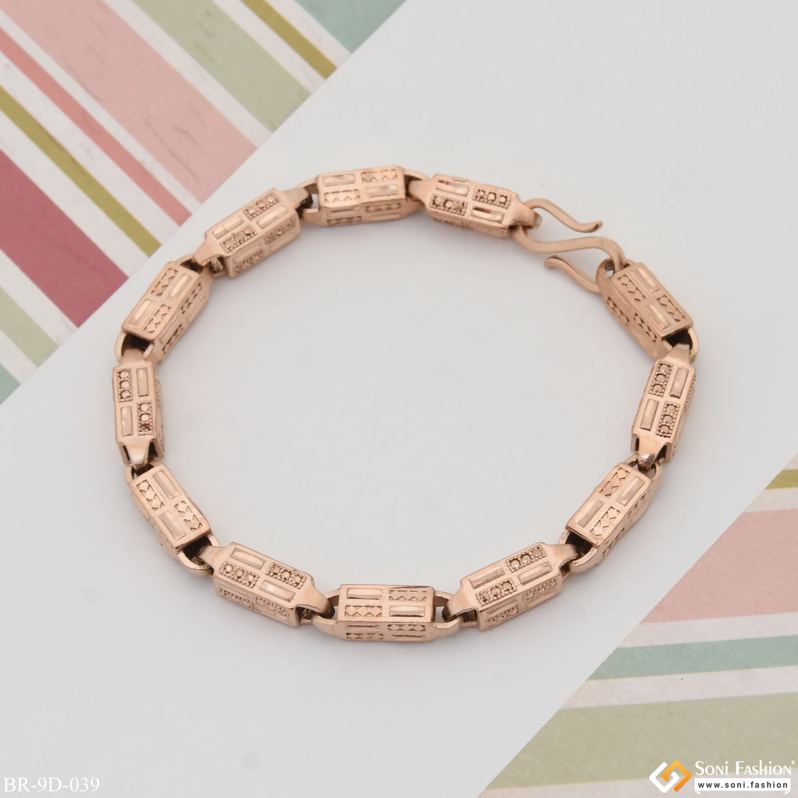 Dainty Design Gorgeous Design Rose Gold Color Bracelet for Men - Style D039 - Image 5