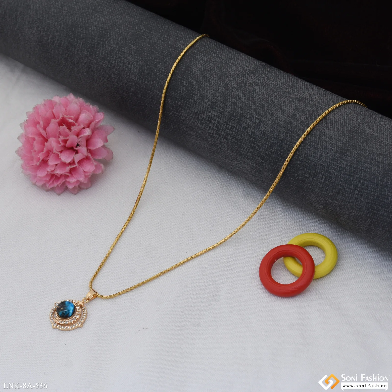Dazzling Design Gold Plated Chain Pendant for Ladies - Style A536 - Image 3