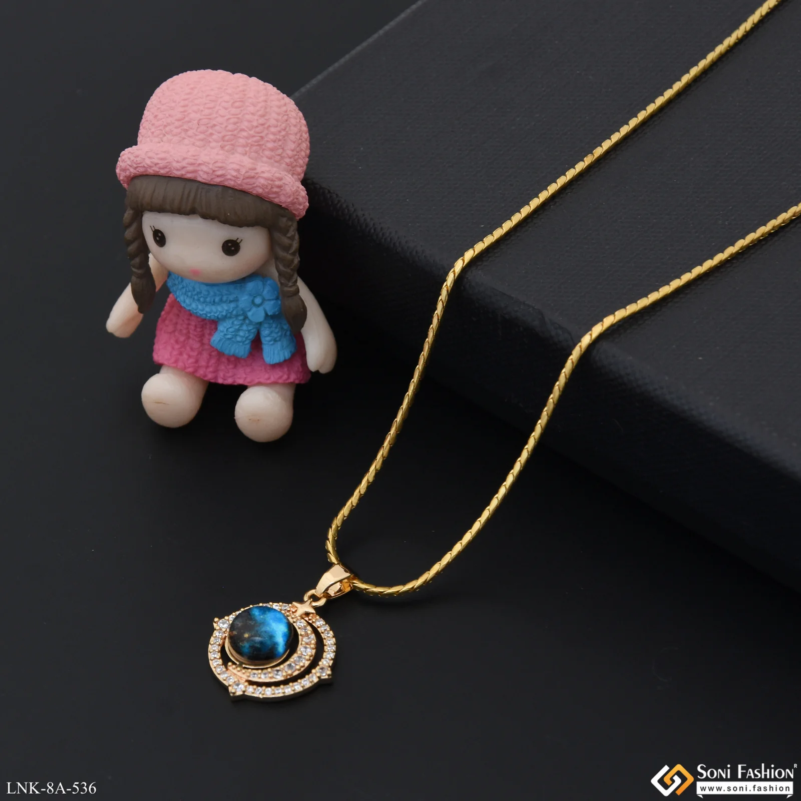 Dazzling Design Gold Plated Chain Pendant for Ladies - Style A536 - Image 4
