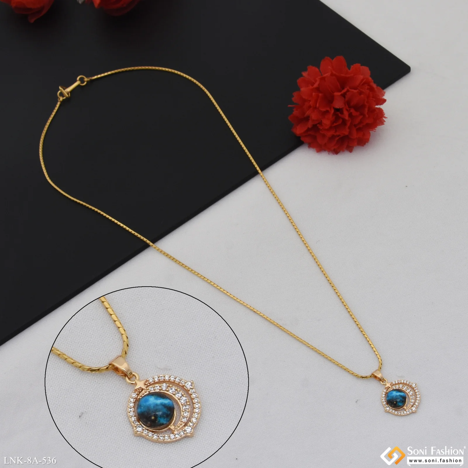 Dazzling Design Gold Plated Chain Pendant for Ladies - Style A536 - Image 5