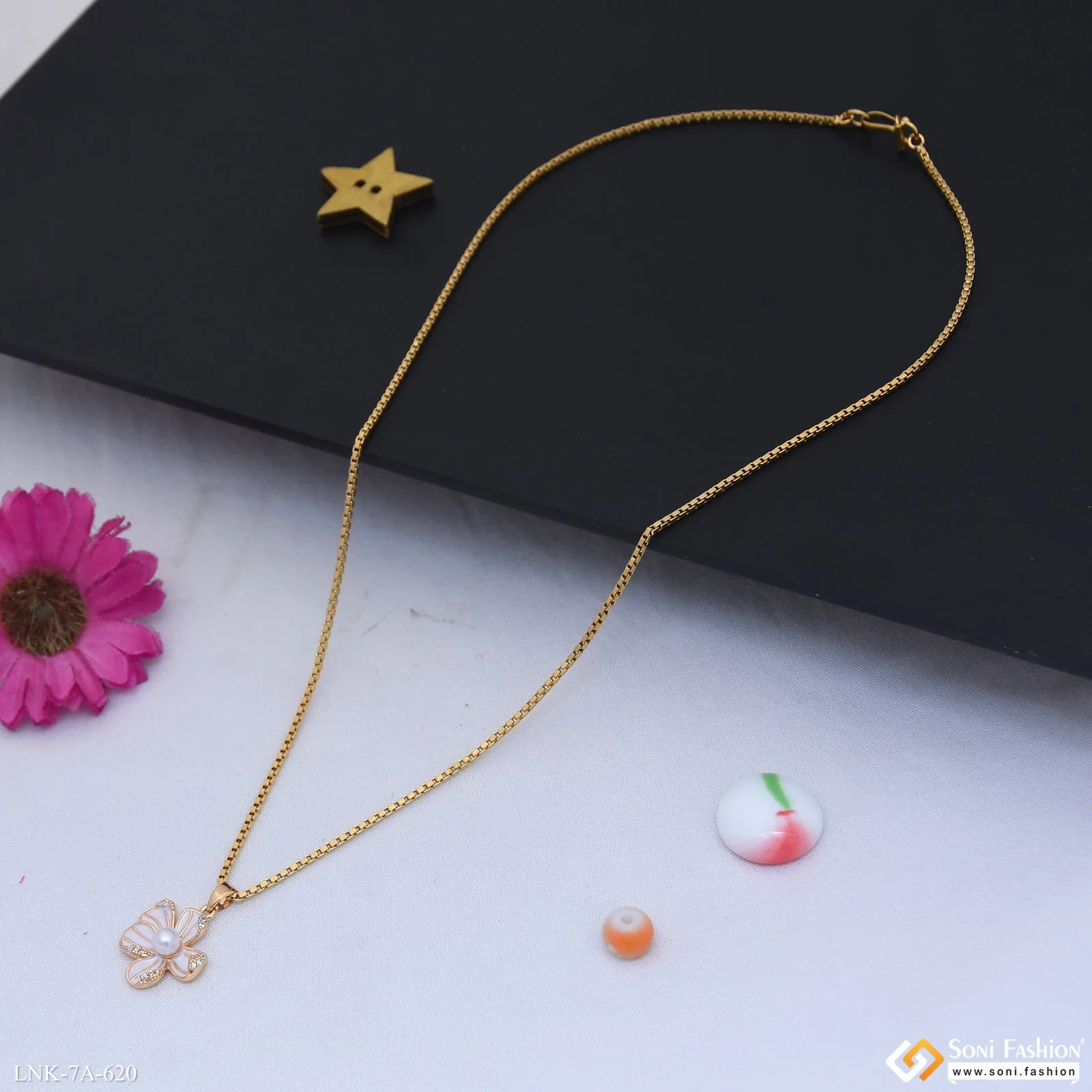 Dazzling Design Gold Plated Chain Pendant for Ladies - Style A620 - Image 2