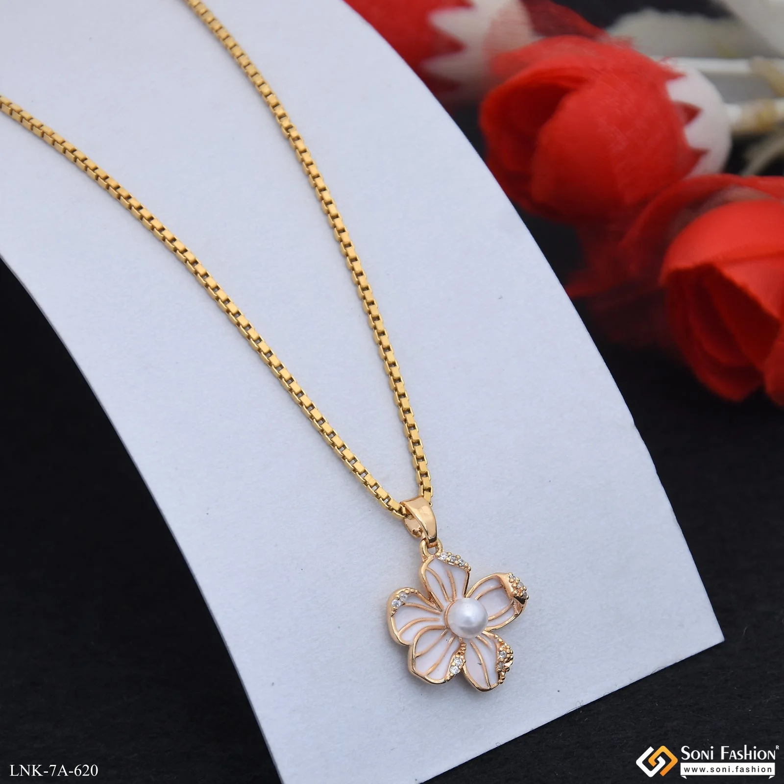 Dazzling Design Gold Plated Chain Pendant for Ladies - Style A620 - Image 4