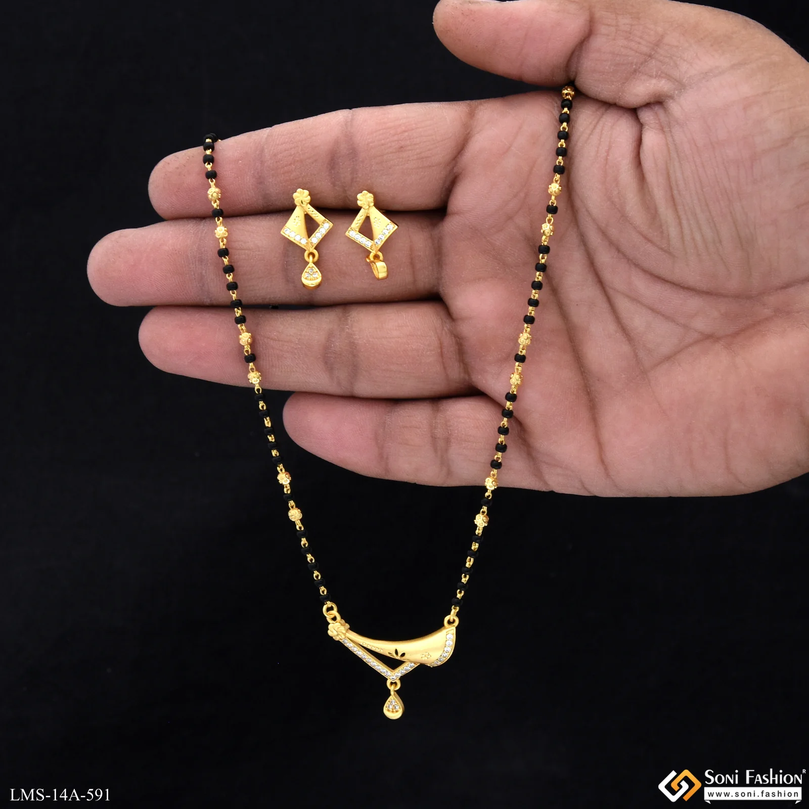 Dazzling Design Gold Plated Mangalsutra Set for Women - Style A591 - Image 2