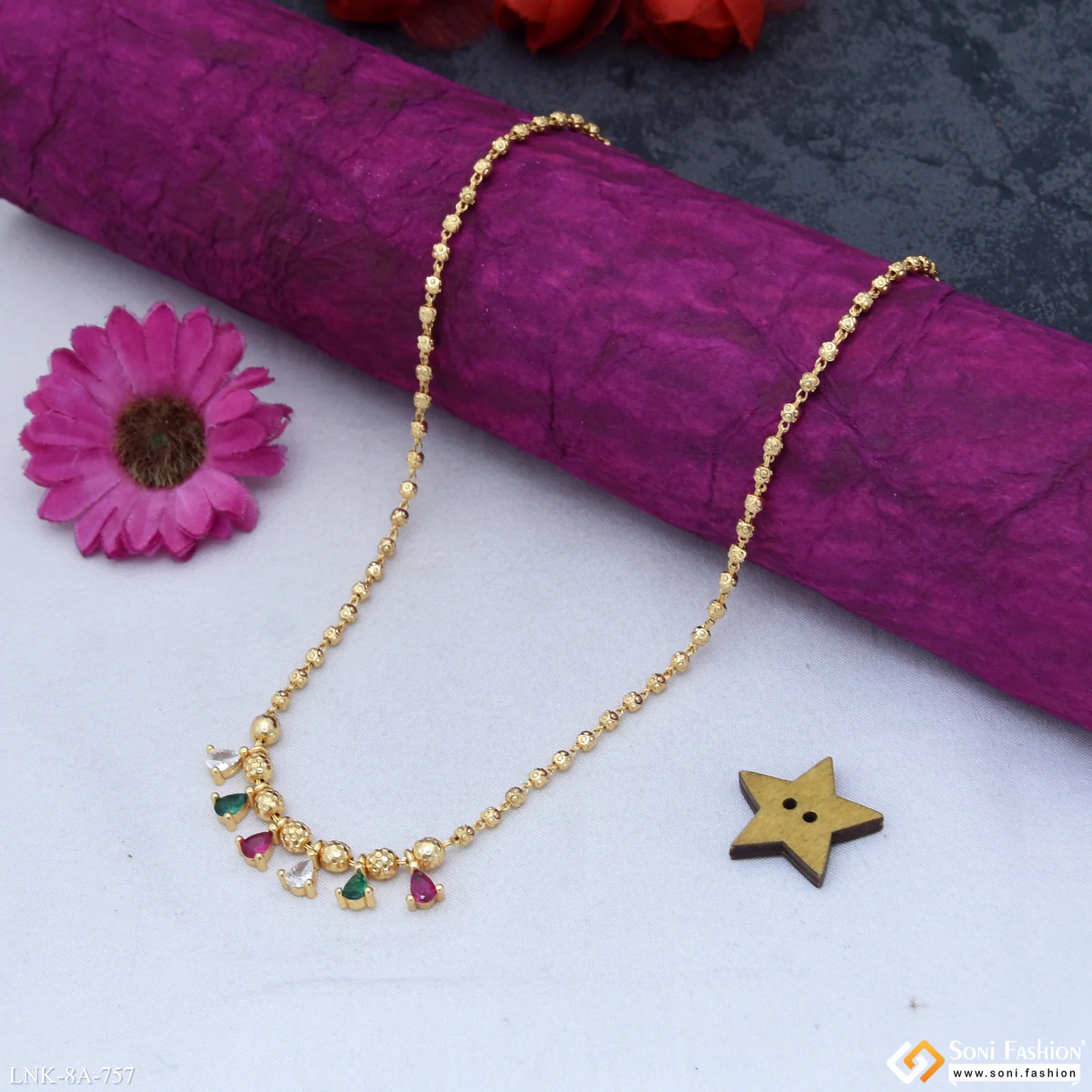 Dazzling Design Gold Plated Necklace for Ladies - Style A757 - Image 3
