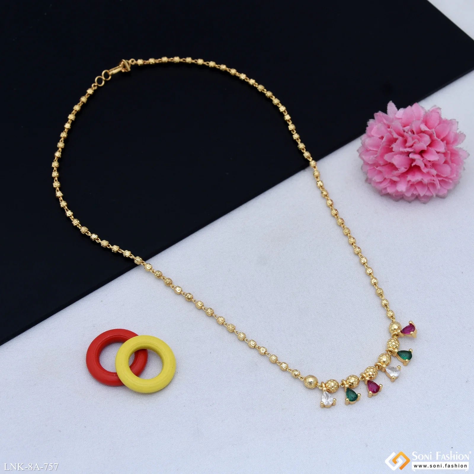 Dazzling Design Gold Plated Necklace for Ladies - Style A757 - Image 4