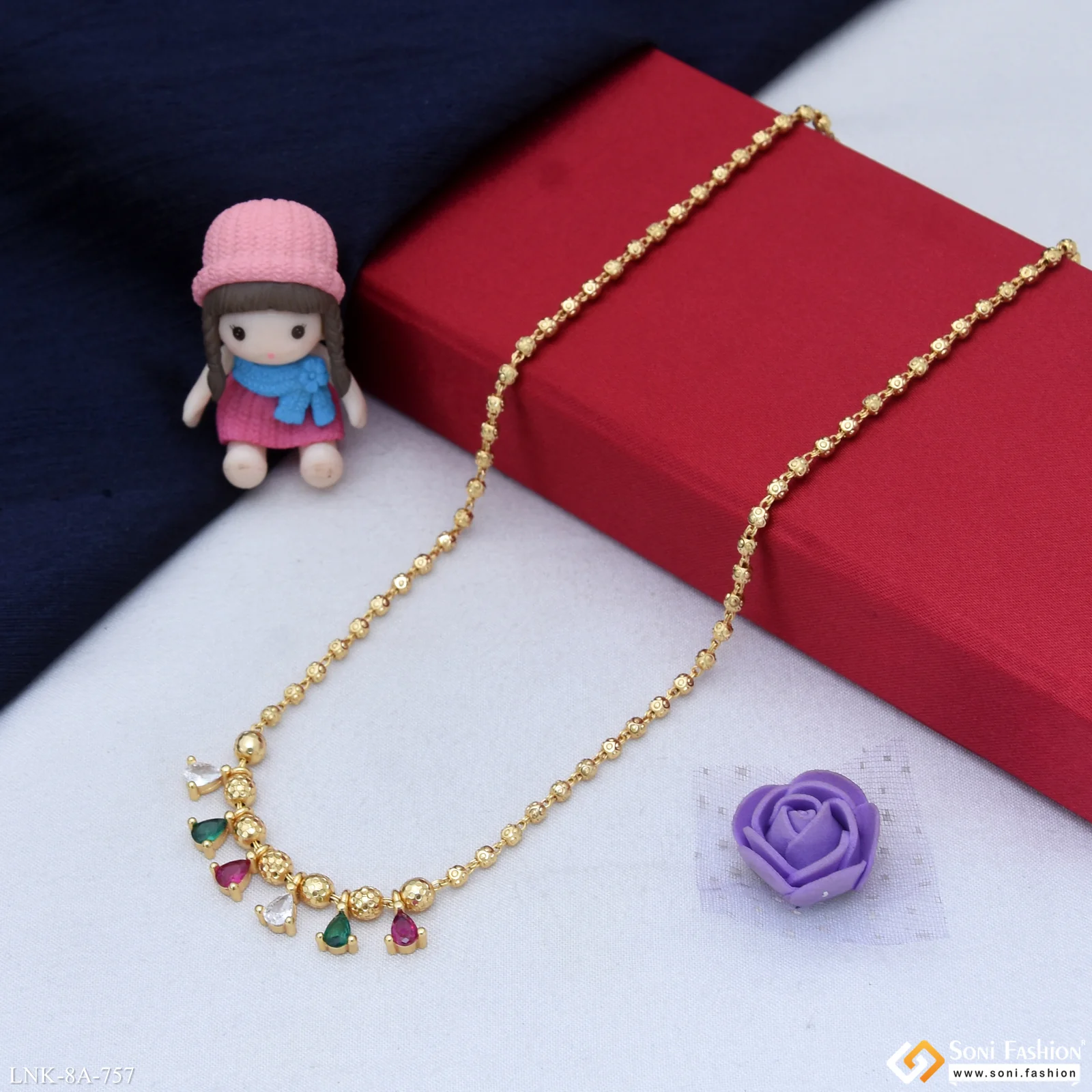 Dazzling Design Gold Plated Necklace for Ladies - Style A757 - Image 5