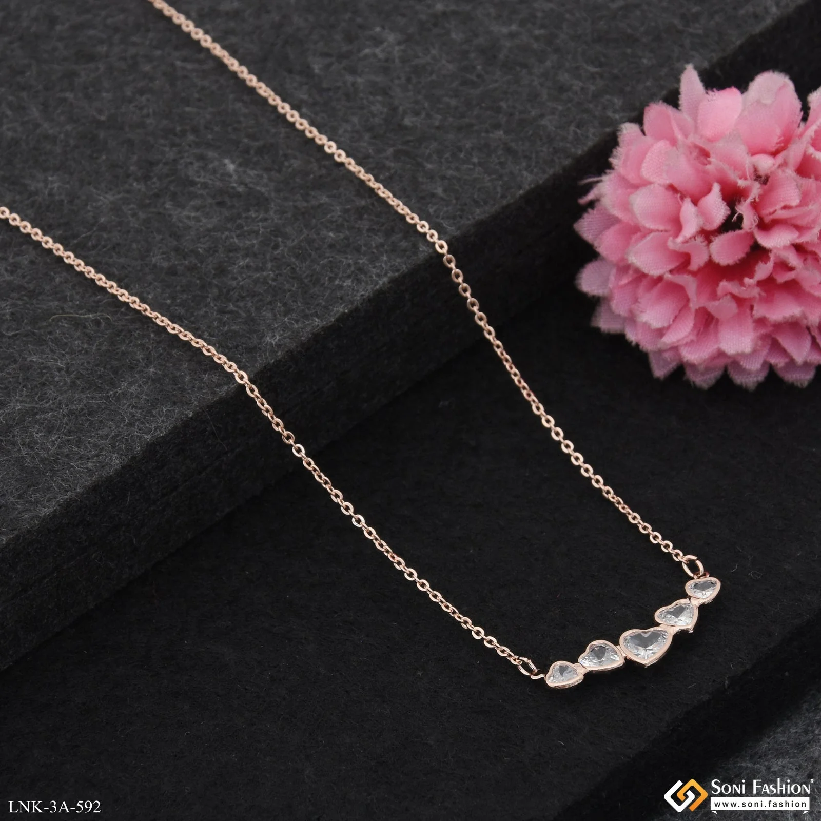 Dazzling Design Rose Gold Color Necklace for Ladies - Style A592 - Image 3