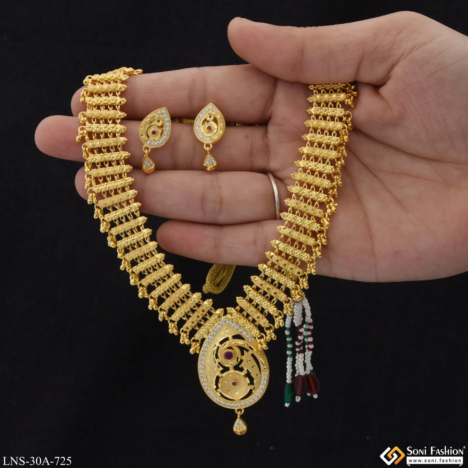 Dazzling Design Unique Design Gold Plated Necklace Set for Women - Style A725 - Image 2