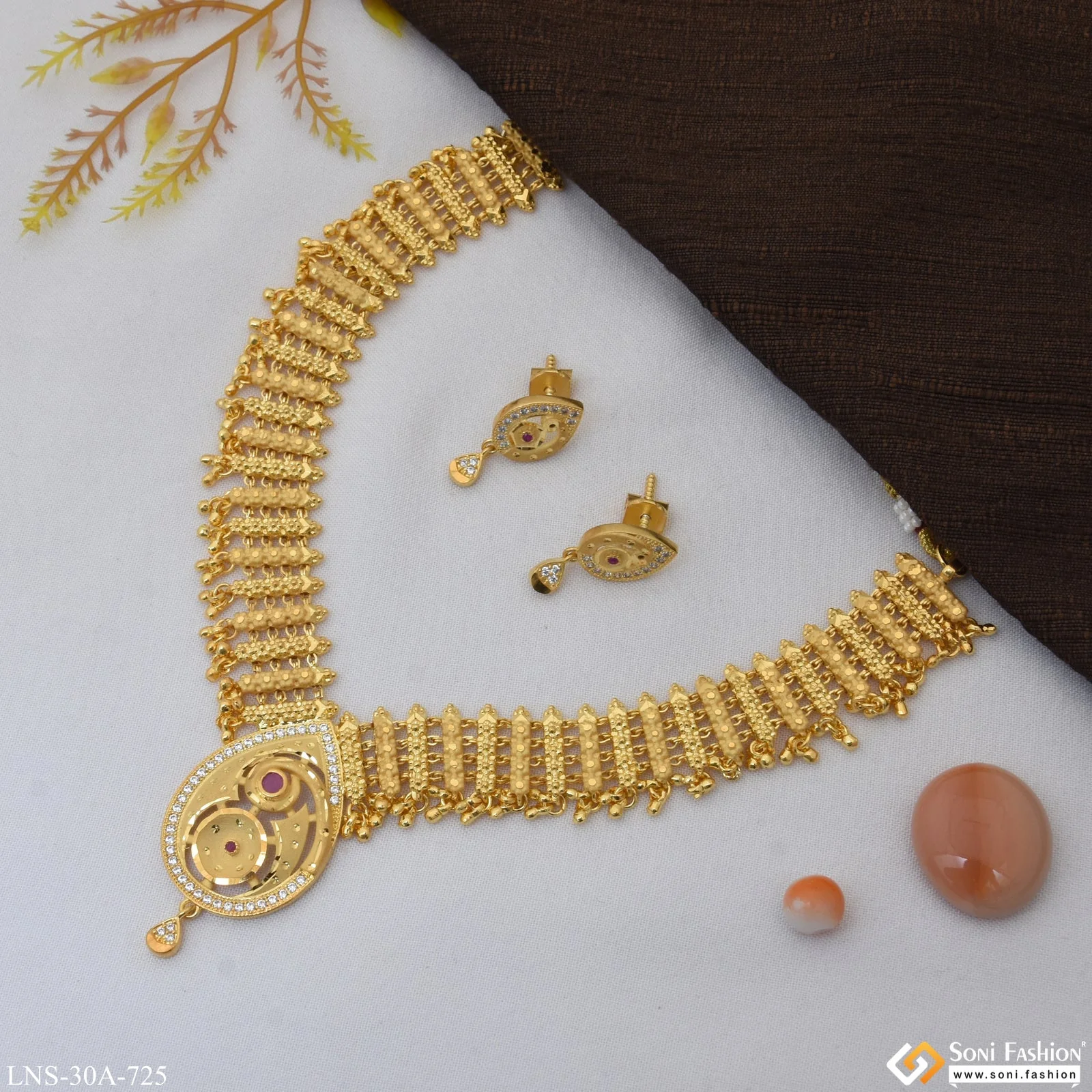 Dazzling Design Unique Design Gold Plated Necklace Set for Women - Style A725 - Image 5