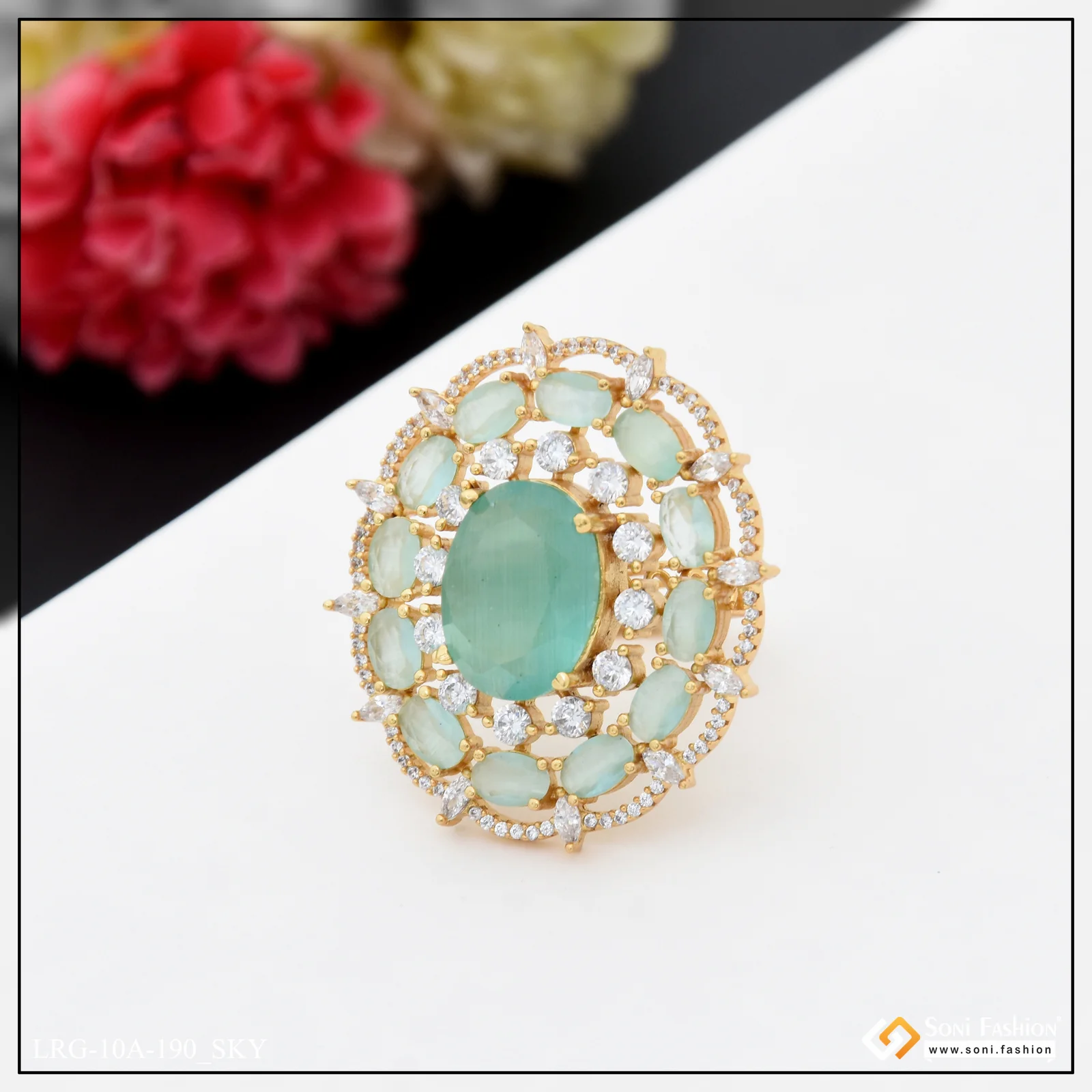 Dazzling Design with Diamond Designer Gold Plated Ring for Ladies - Style A190 - Image 5