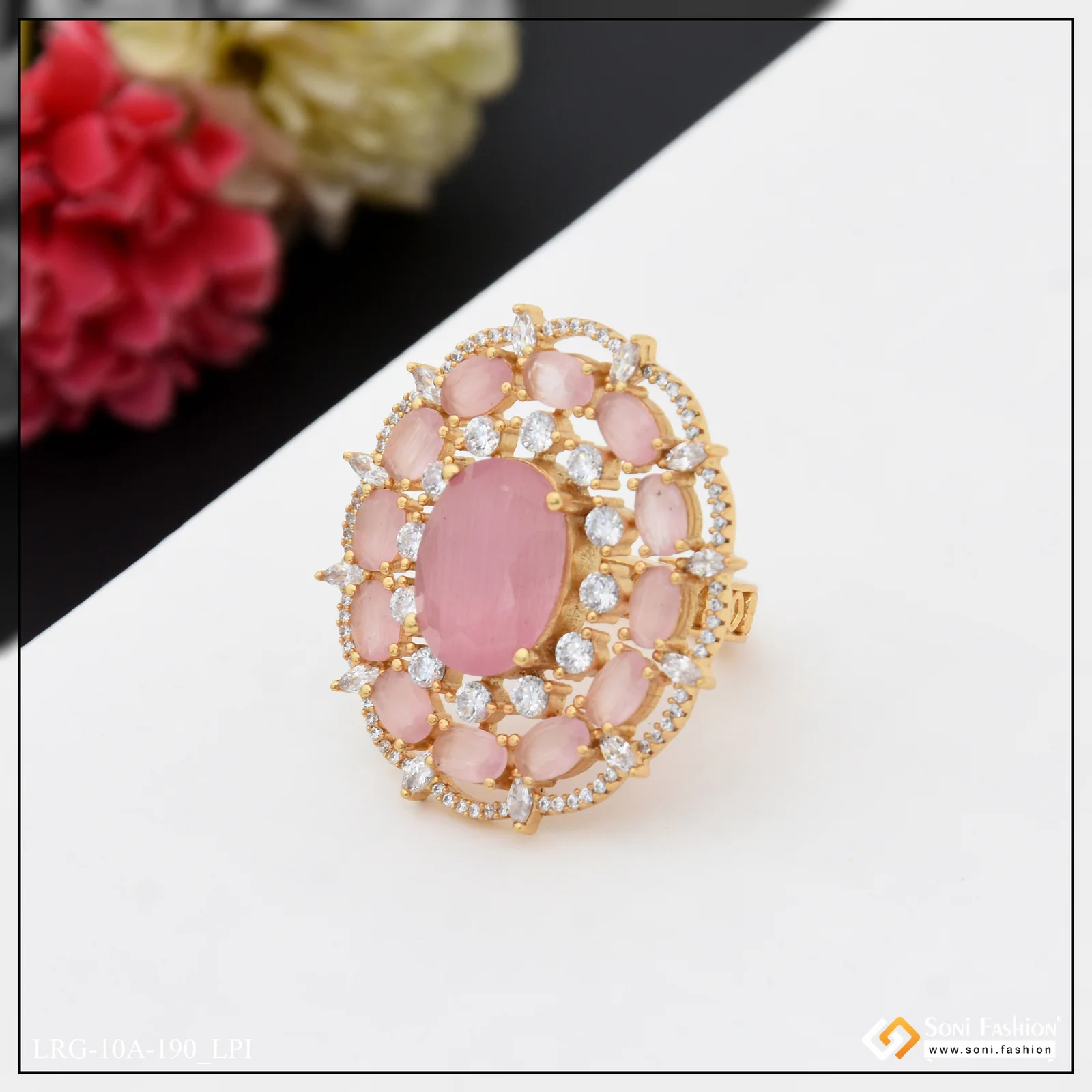 Dazzling Design with Diamond Designer Gold Plated Ring for Ladies - Style A190 - Image 7