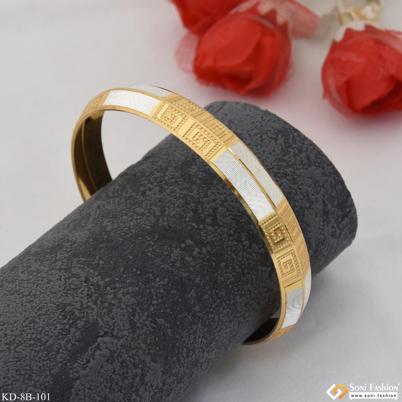 Decorative Design Best Quality Gold Plated Punjabi Kada for Men - Style B101 - Image 6