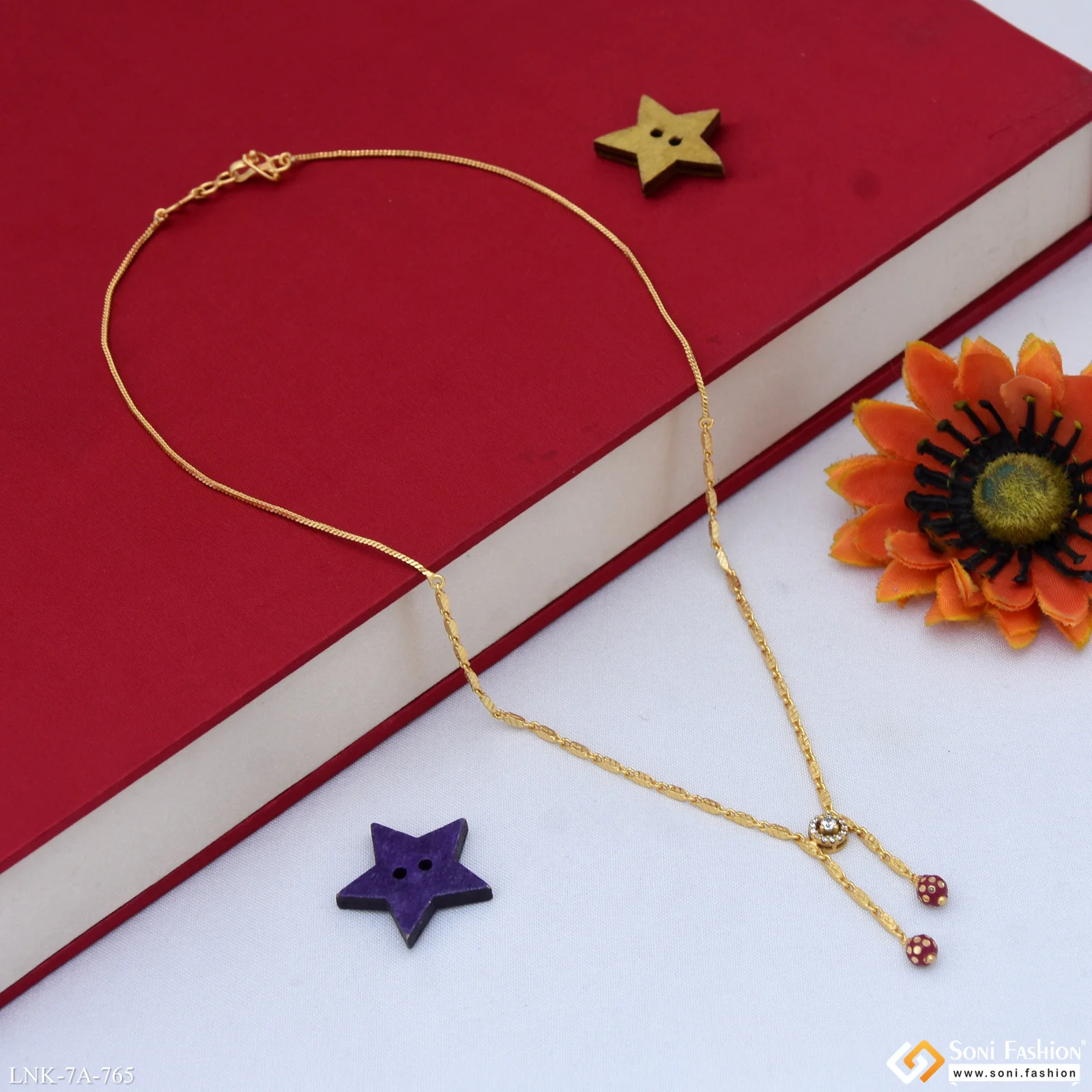 Decorative Design Gold Plated Necklace for Ladies - Style A765 - Image 5