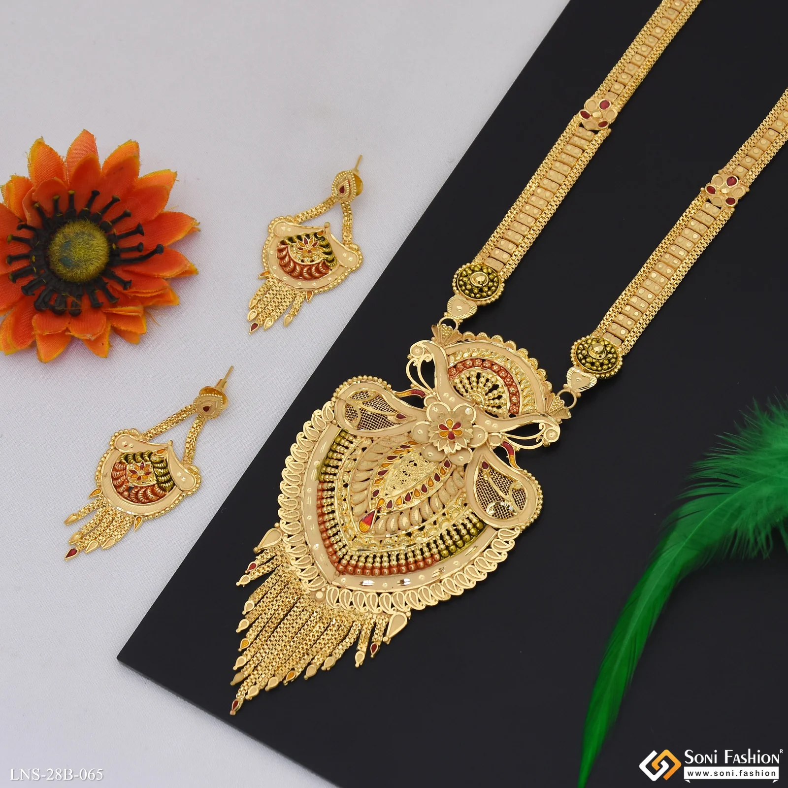 Decorative Design Gold Plated Necklace Set for Women - Style B065 - Image 3