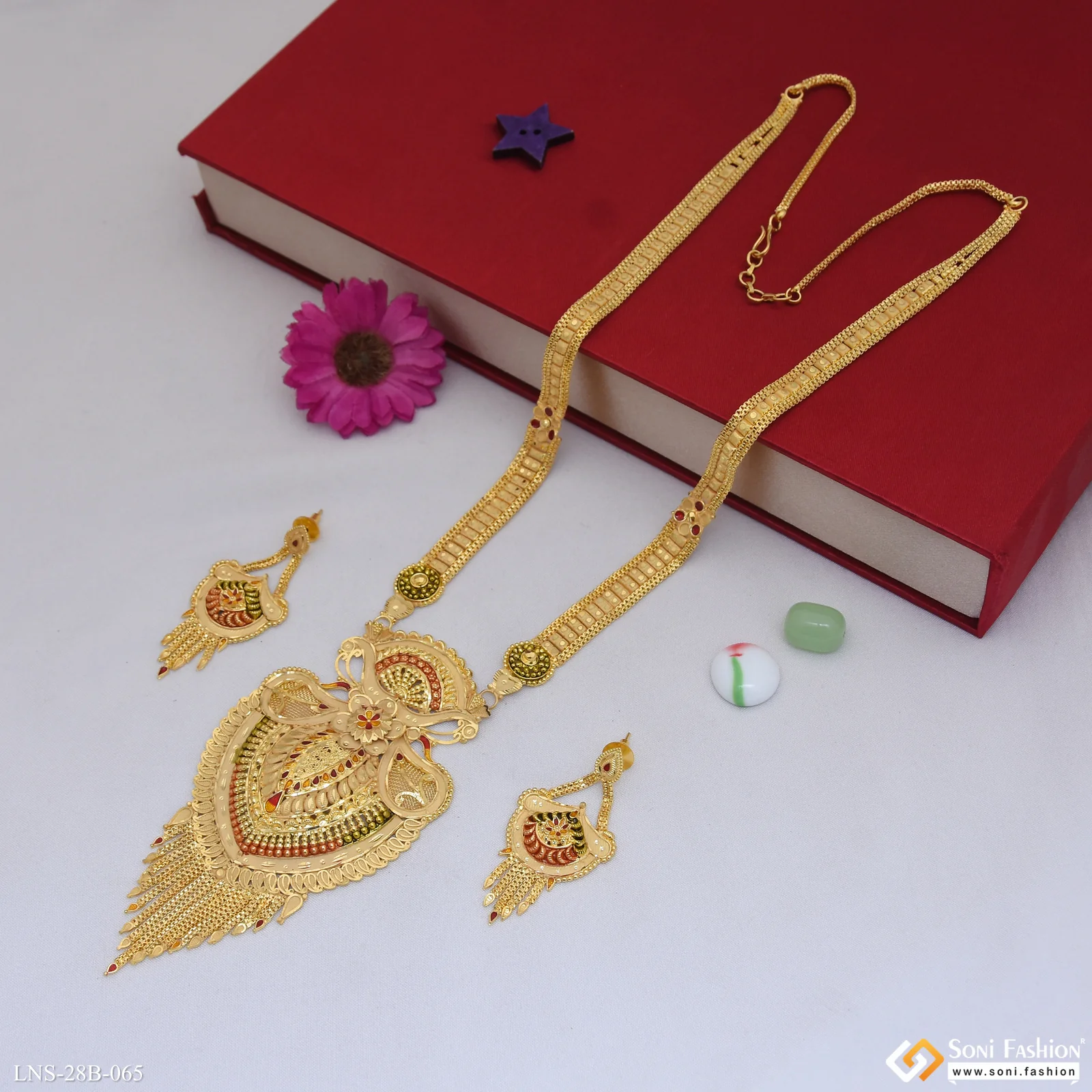 Decorative Design Gold Plated Necklace Set for Women - Style B065 - Image 5