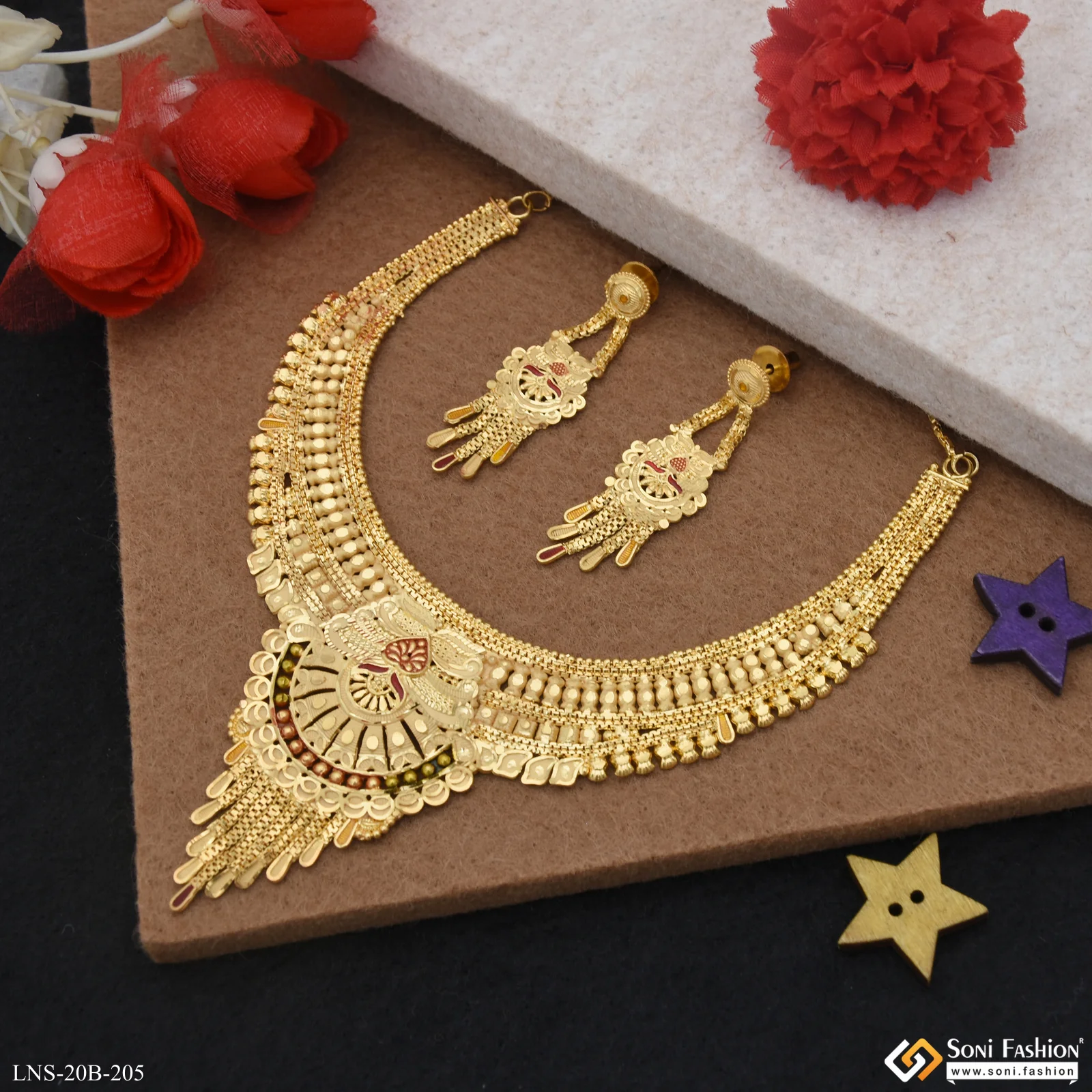 Decorative Design Gold Plated Necklace Set for Women - Style B205 - Image 2